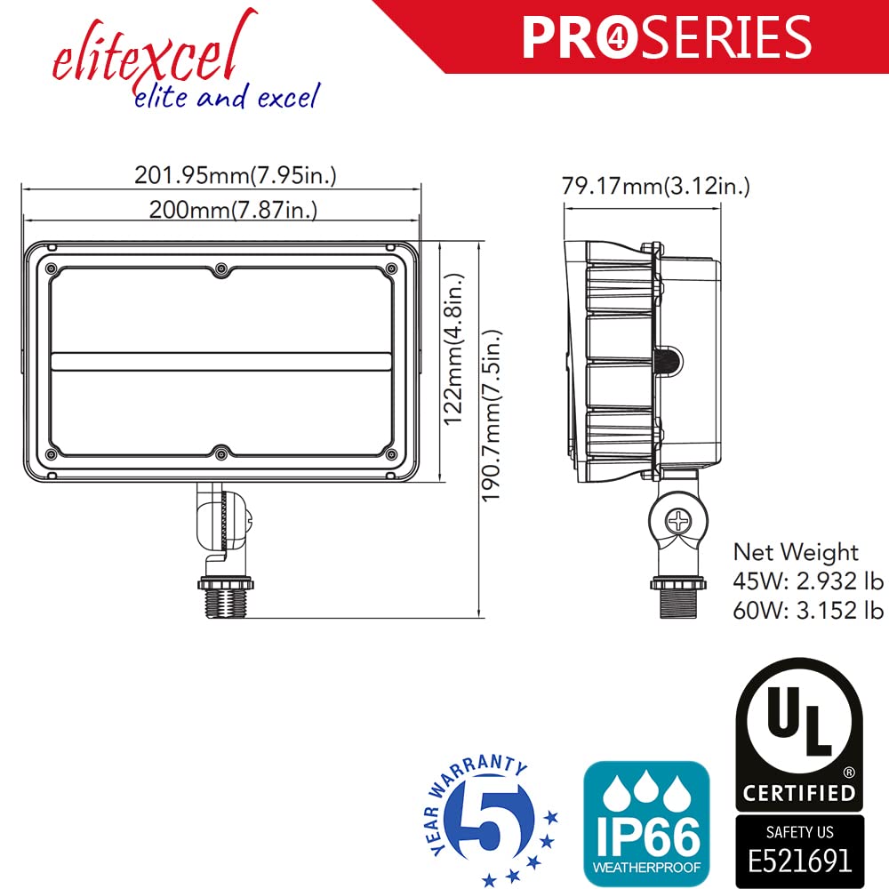 high-standardxcel Dusk To Dawn Outdoor Lighting  Gen4 60W Commercial Flood Lights Outdoor  7450Lm 5000K Daylight 250W Mh Equal  120-277V Ul Listed Security Lights For Yard Garden Garage Playground
