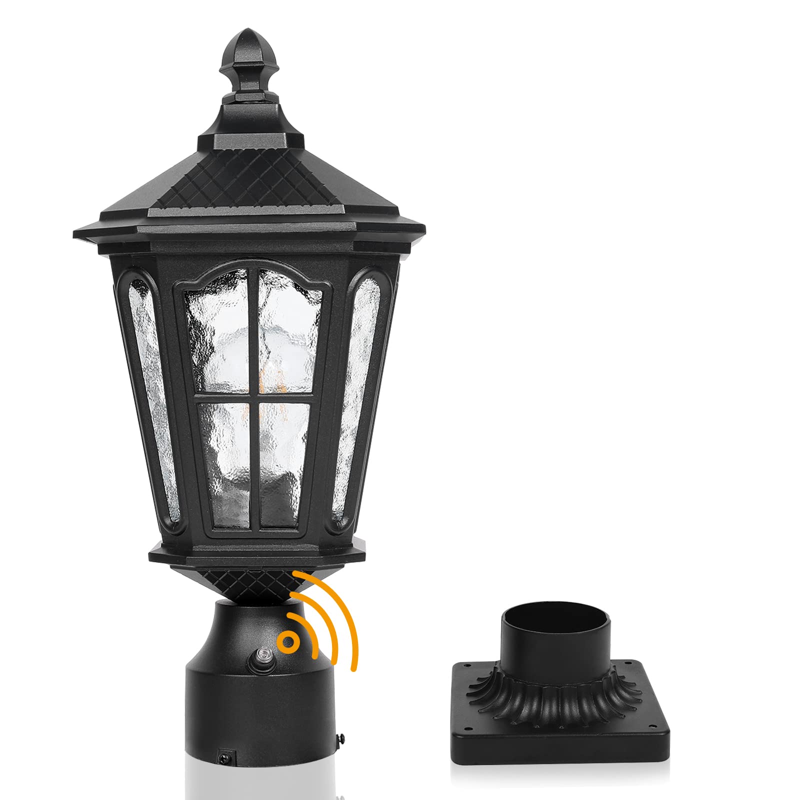 Lamqee Dusk To Dawn Outdoor Post Light, 17.7&quot; Matte Black Aluminum Lantern For Garden, 1 Pack