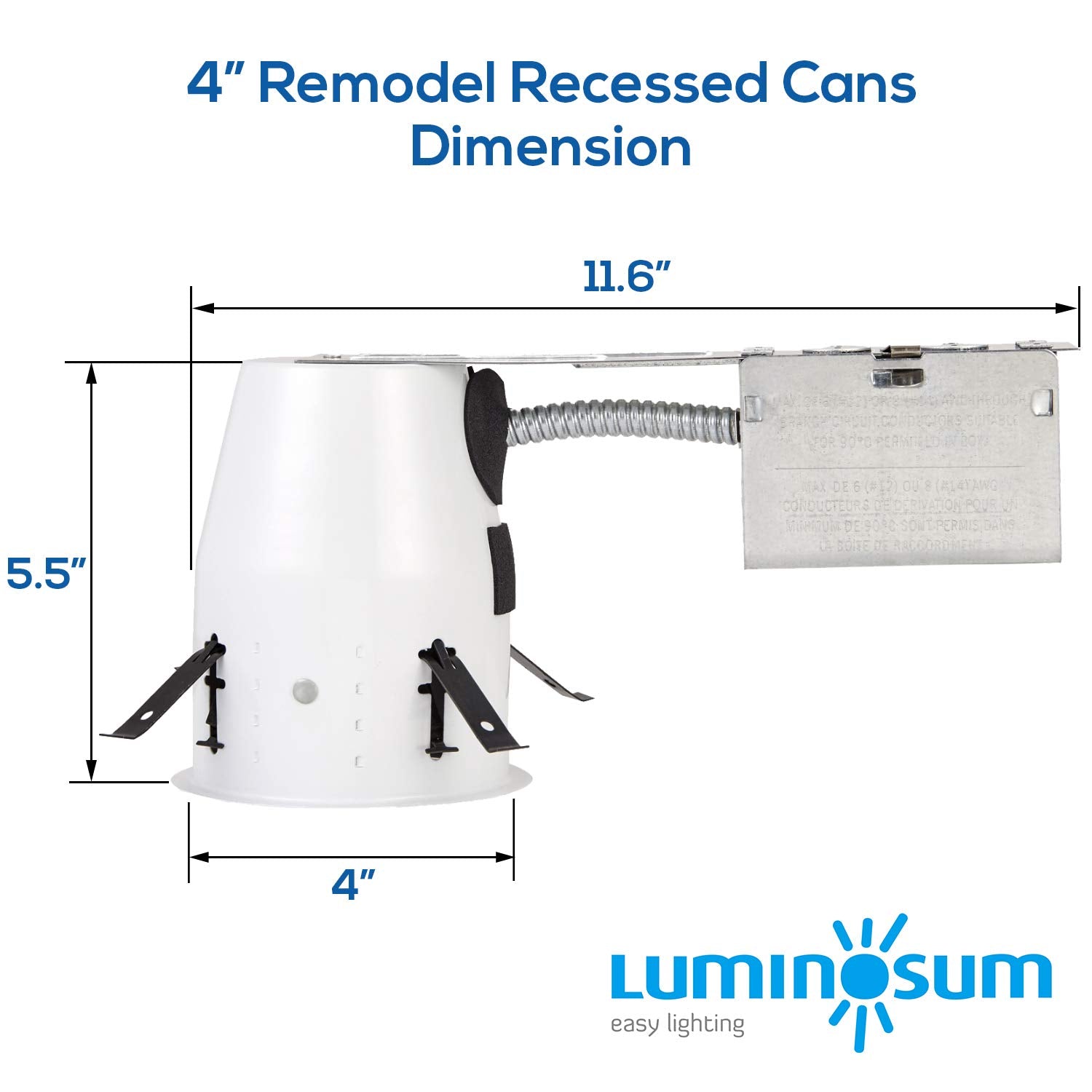 LUMINOSUM 4 Inch Remodel Recessed Can with Air Tight IC Housing, UL-Listed, E26 Socket, 8-Pack, Model WL-405-ICAT