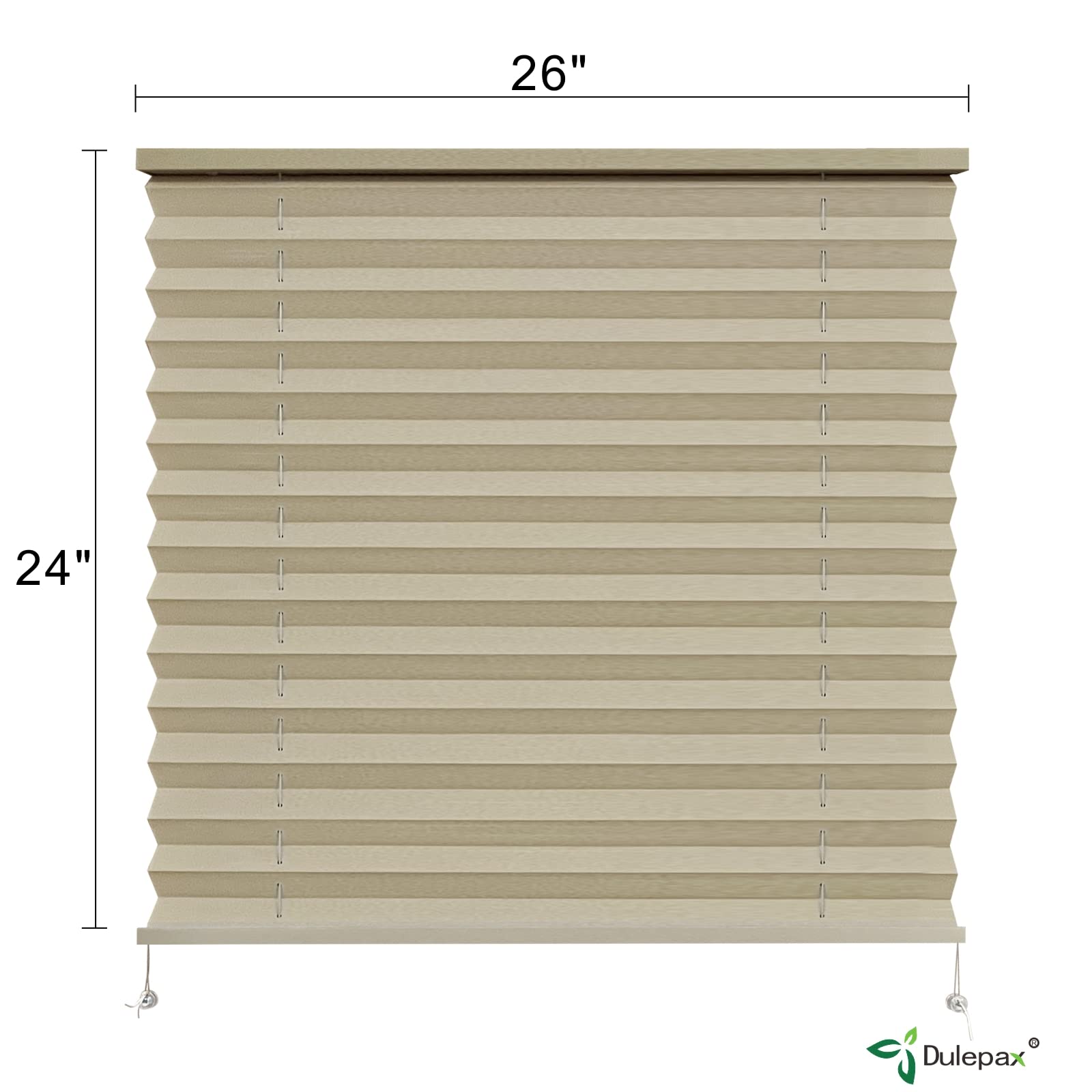 Dulepax RV Pleated Shades - 26"W x 24"H Cappuccino, Pleated Fabric for Camper & Travel Trailers, Model S982