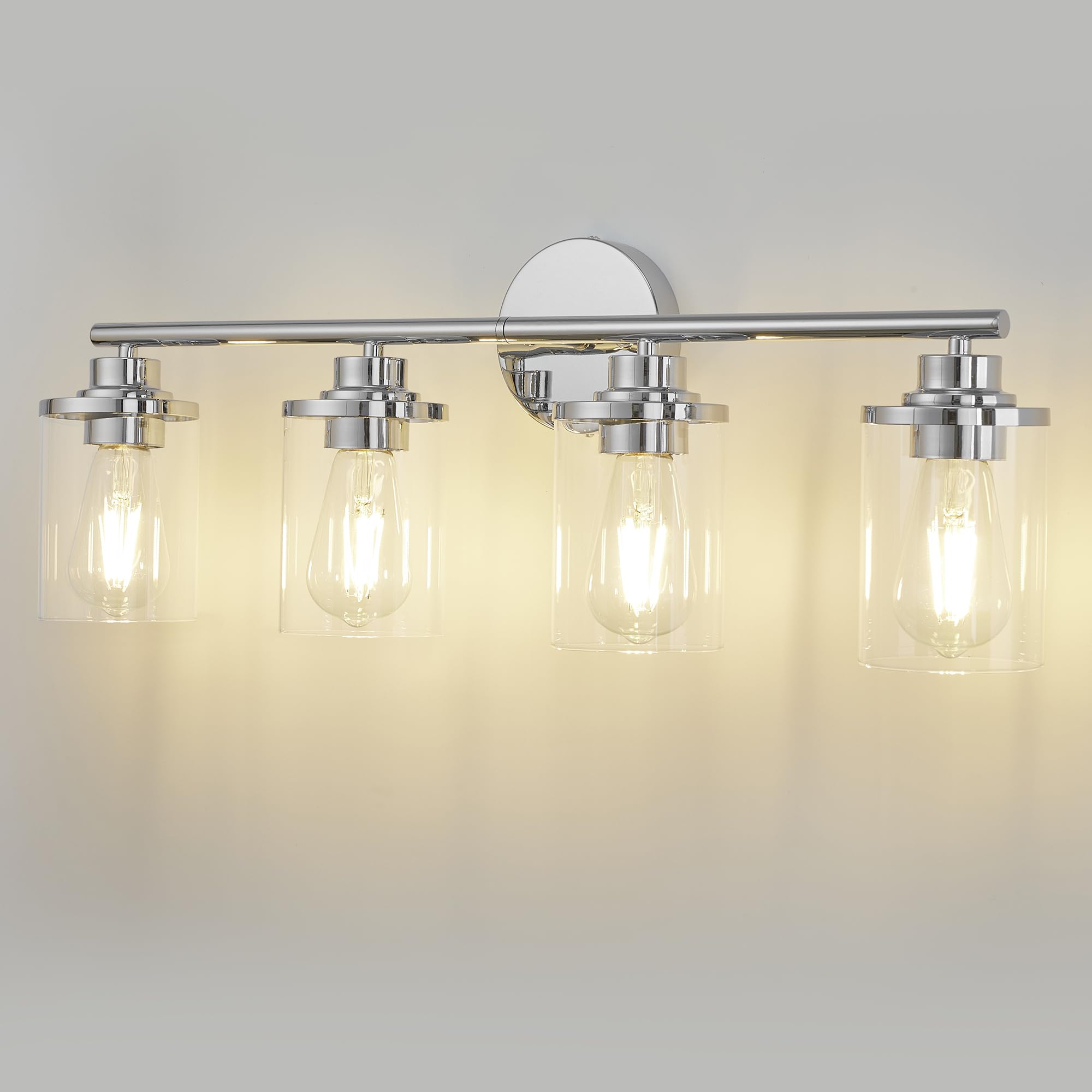 Porphyions Bathroom Light Fixtures,Vanity Lights Chrome Bathroom Lights Over Mirror,Chrome Vanity Light For Bathroom, 31''Chrome 4-Light Modern Bathroom Sconce
