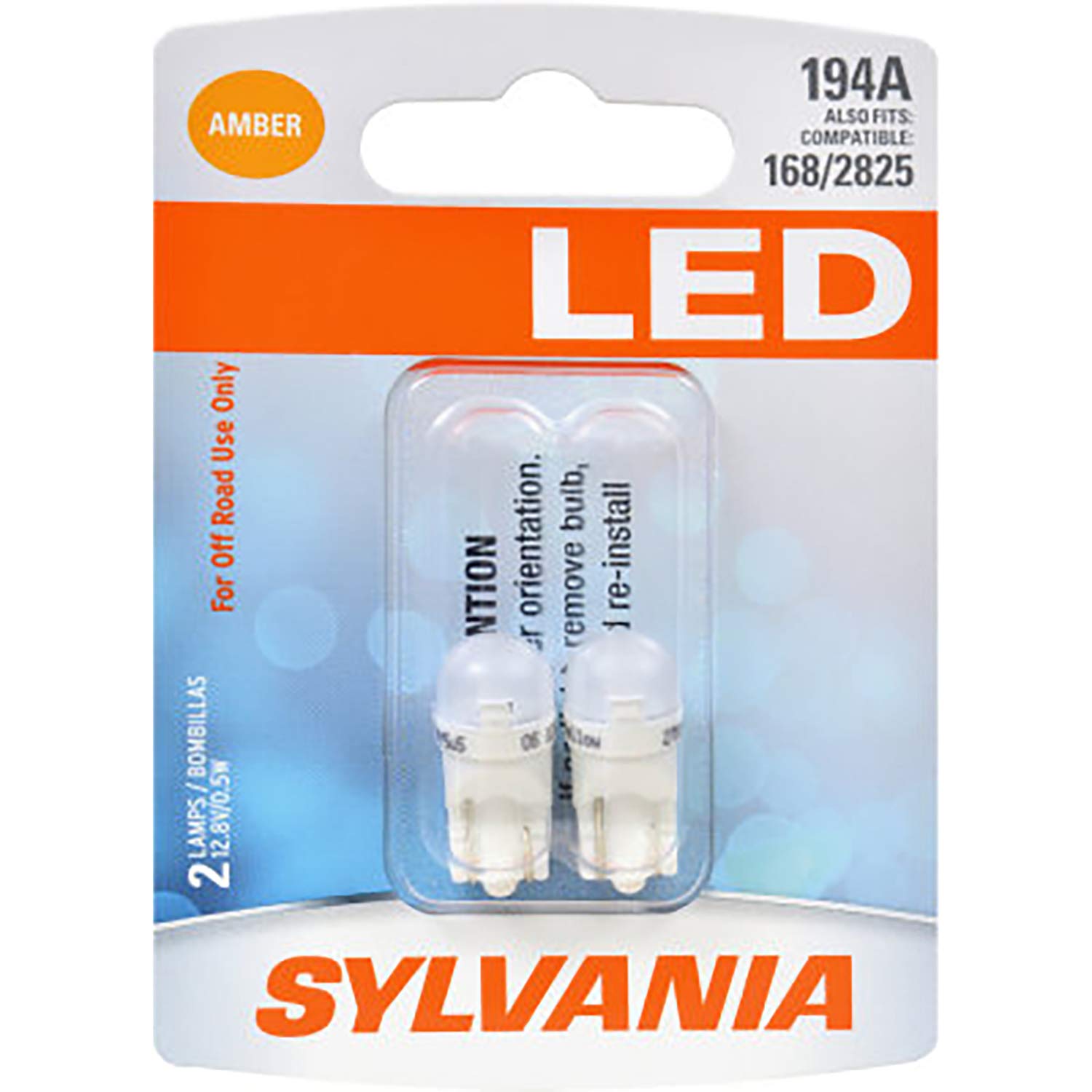 SYLVANIA - 194 T10 W5W LED Amber Mini Bulb - Bright LED Bulb, Ideal for Interior Lighting (Contains 2 Bulbs)