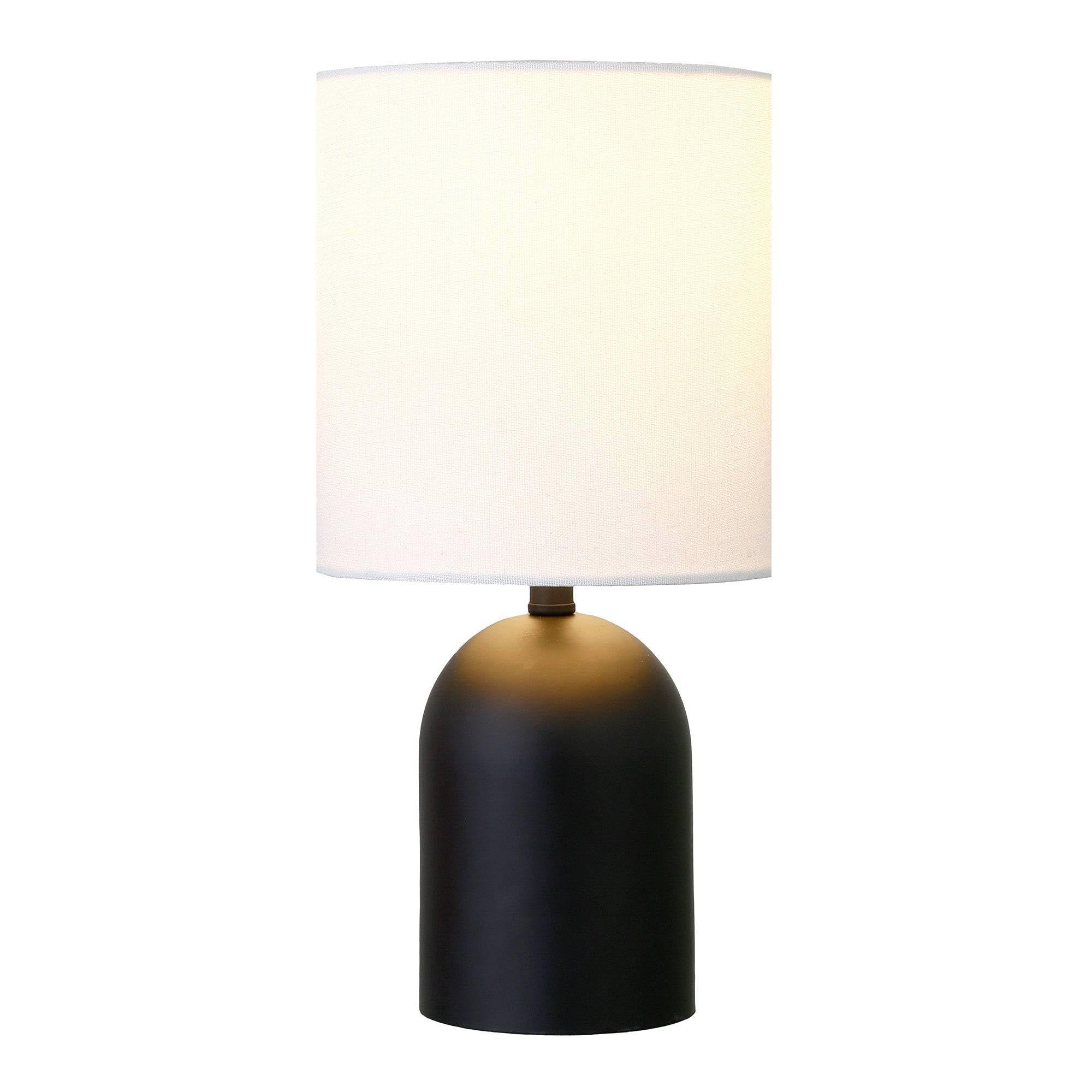 Homeroots 546119 13 In. Metal Cylinder Table Lamp With White Drum Shade Black