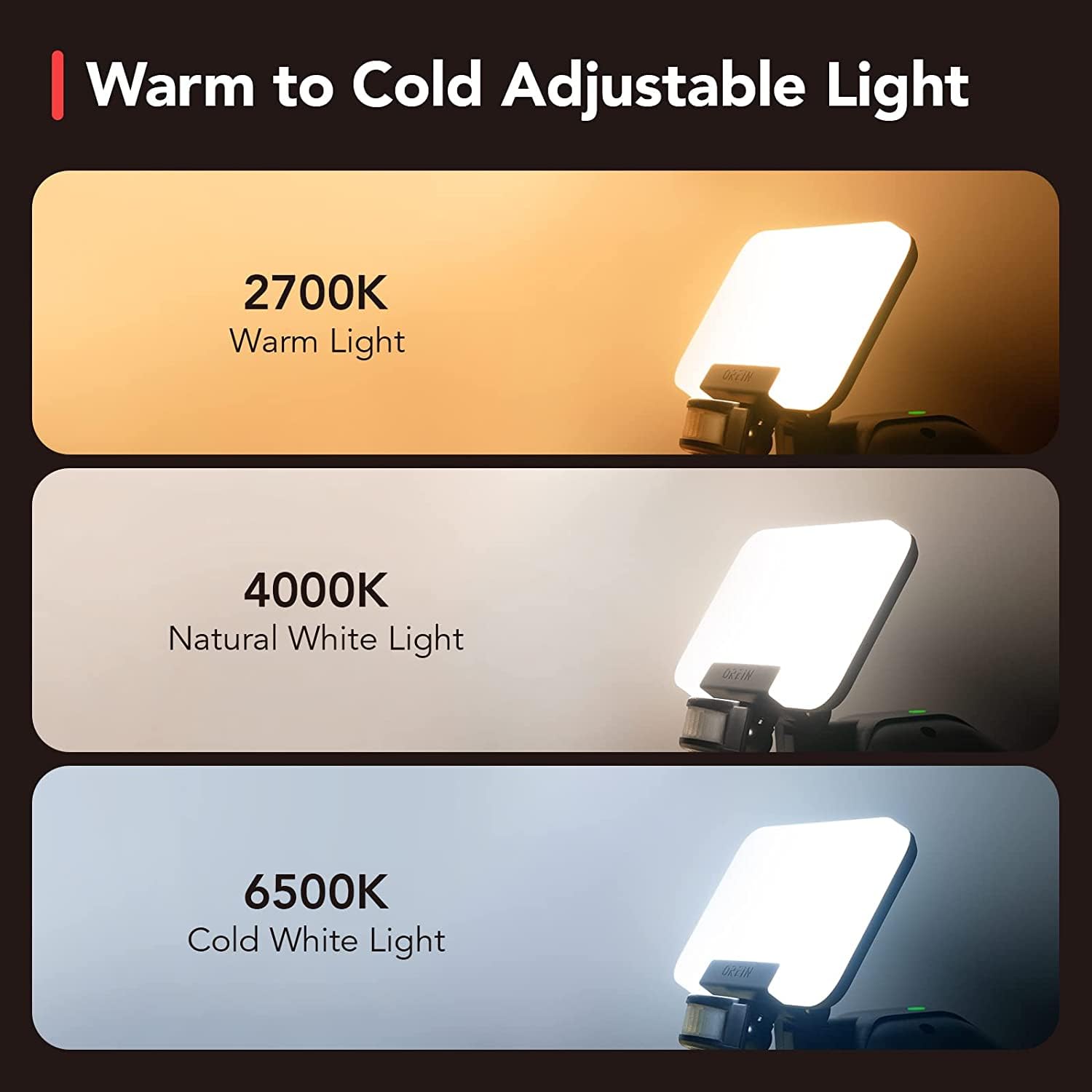 OREiN 35W 3CCT Motion Sensor Flood Light, 3500LM LED Security Light, IP65 Waterproof, Dusk to Dawn, White, Model OL27002