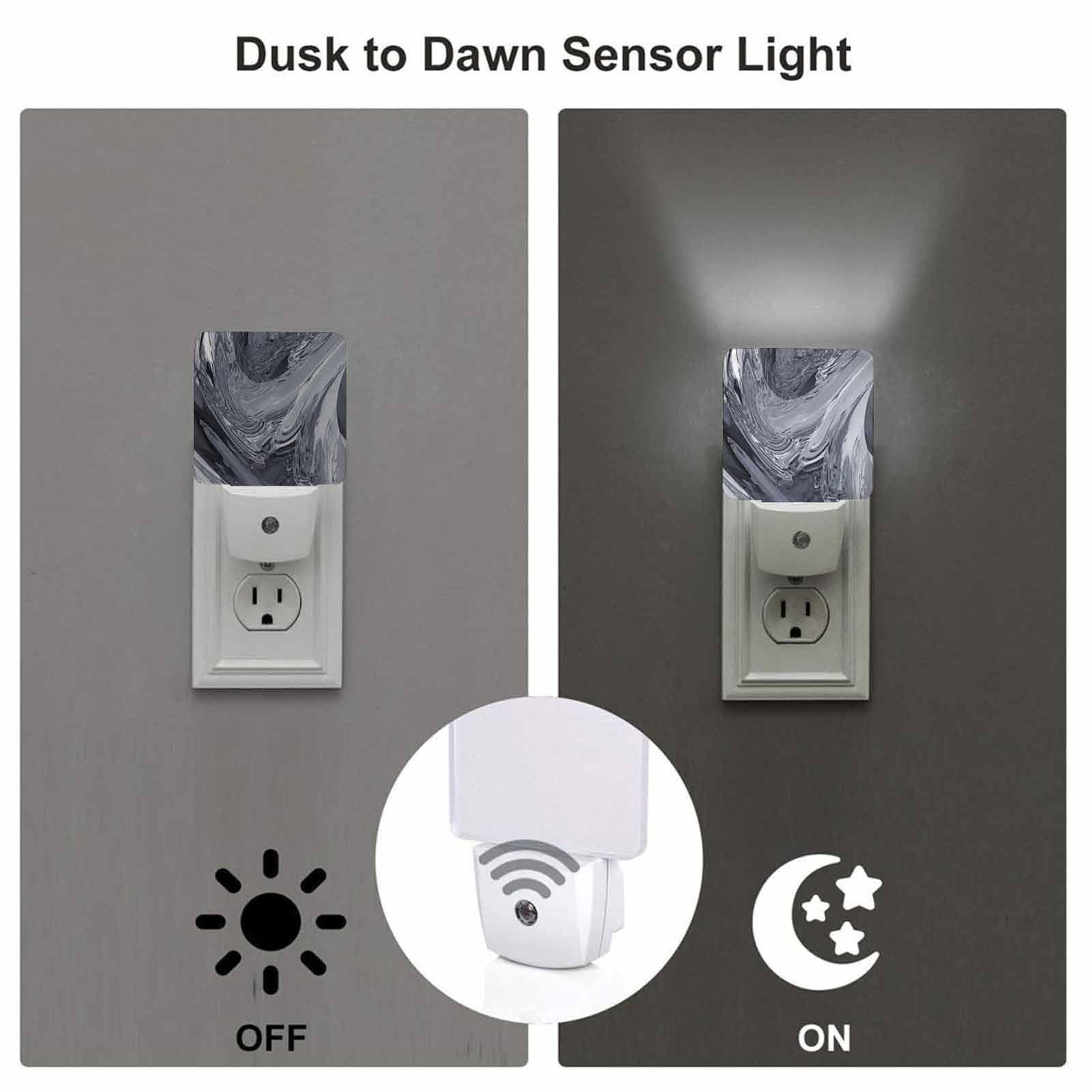 Chrobak Led Night Light,Beautiful Metallic Led Night Light Plug Into Wall With Dusk To Dawn Light Sensor White Energy Efficient