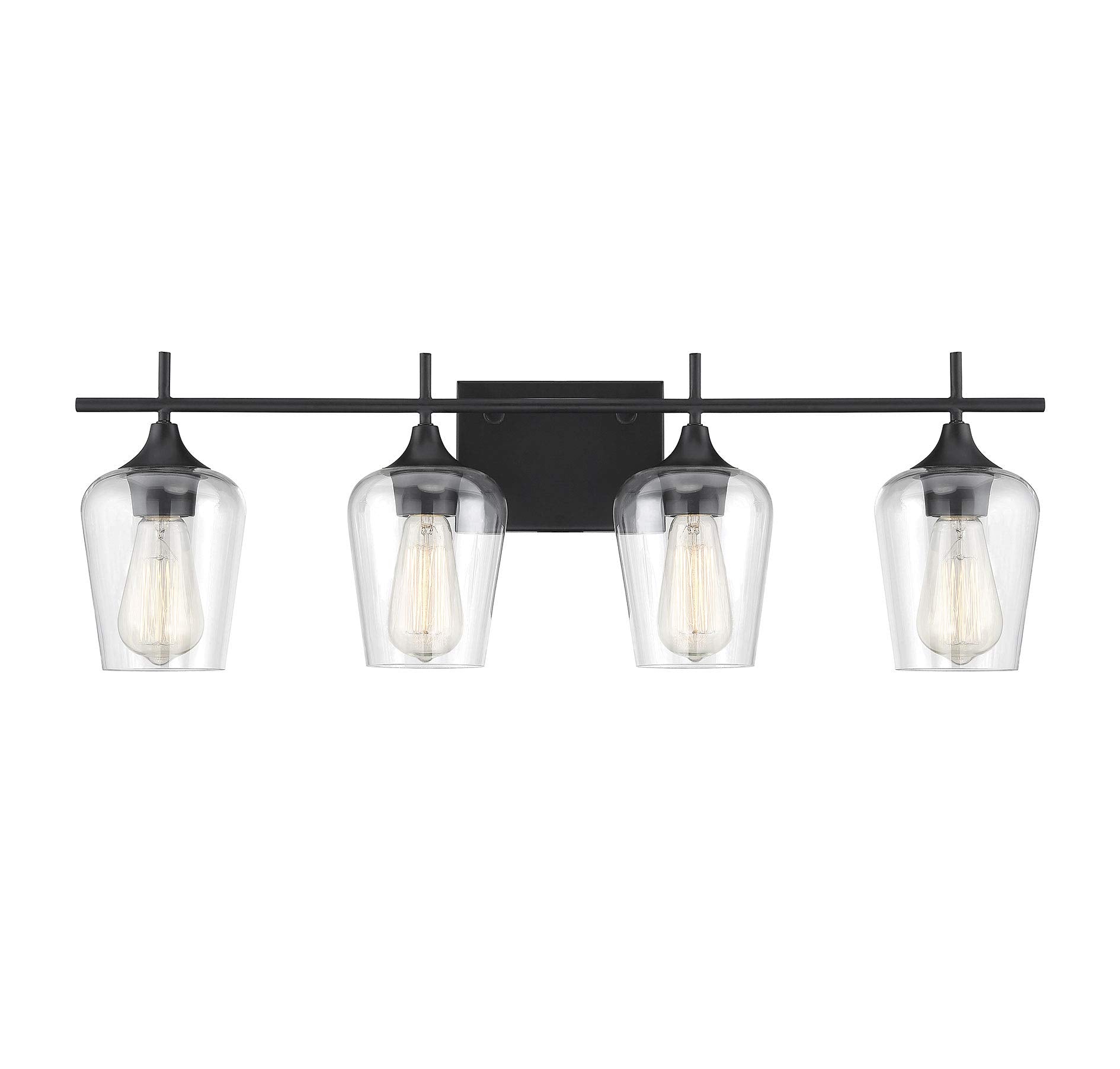Savoy House 8-4030-4-BK Octave 4-Light Bathroom Vanity Light in a Black Finish with Clear Glass (29 W x 9 H)