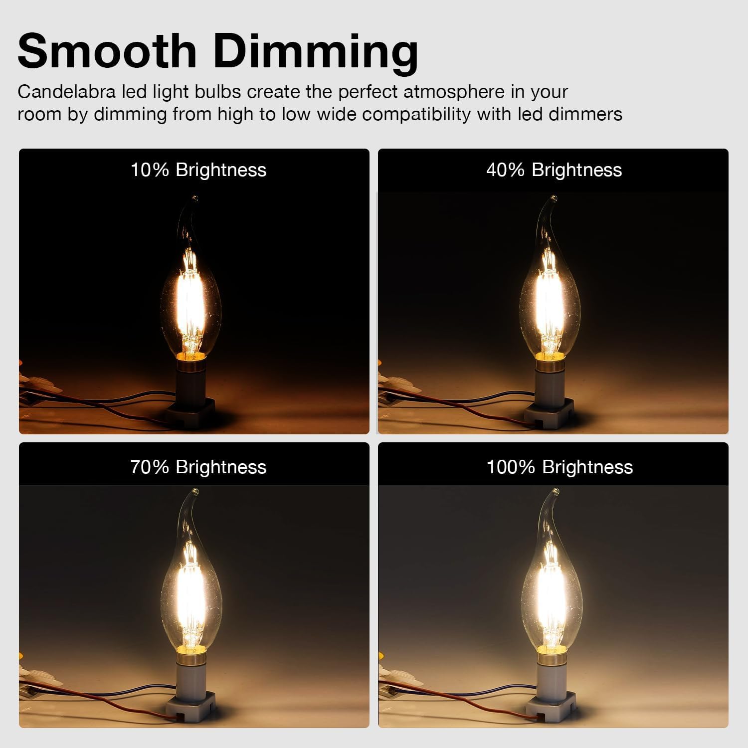 Daybetter 6 Pack Dimmable Candelabra Light Bulbs, Flame Tip Vintage Led Candle Bulbs, E12 Small Base, 60 Watt Equivalent, 2700K
