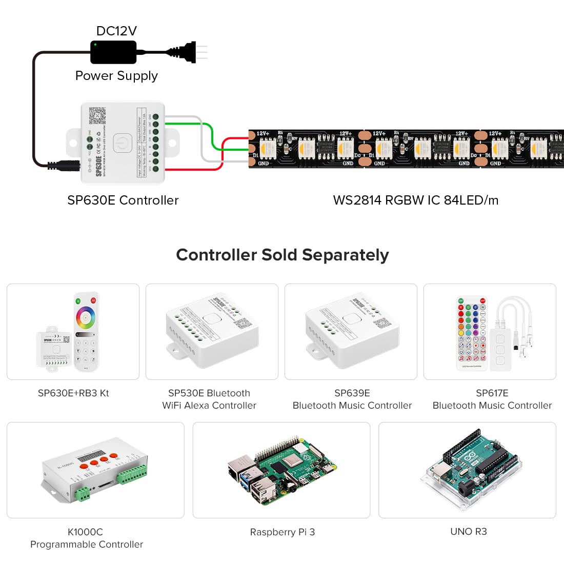 Btf-Lighting Ws2814 Ic Rgbw Rgb+Warm White(Similar Ws2812B) Addressable Dc12V 16.4Ft 84Led/M 28Pixel/M 4 Colors In 1 Dream Color