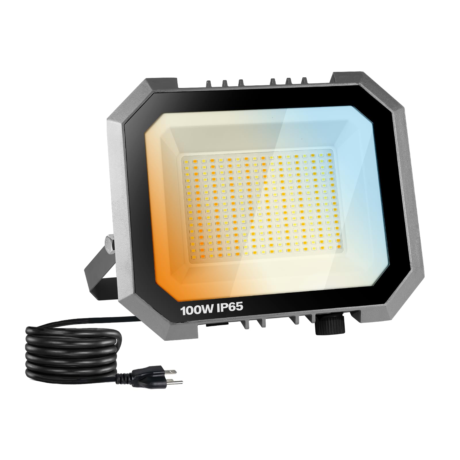 Leddictive 1 Pack 100W LED Flood Lights Outdoor, 3CCT 3000/4000/6000K Selectable 10000LM Floodlight Outside Work Light with 5.9F