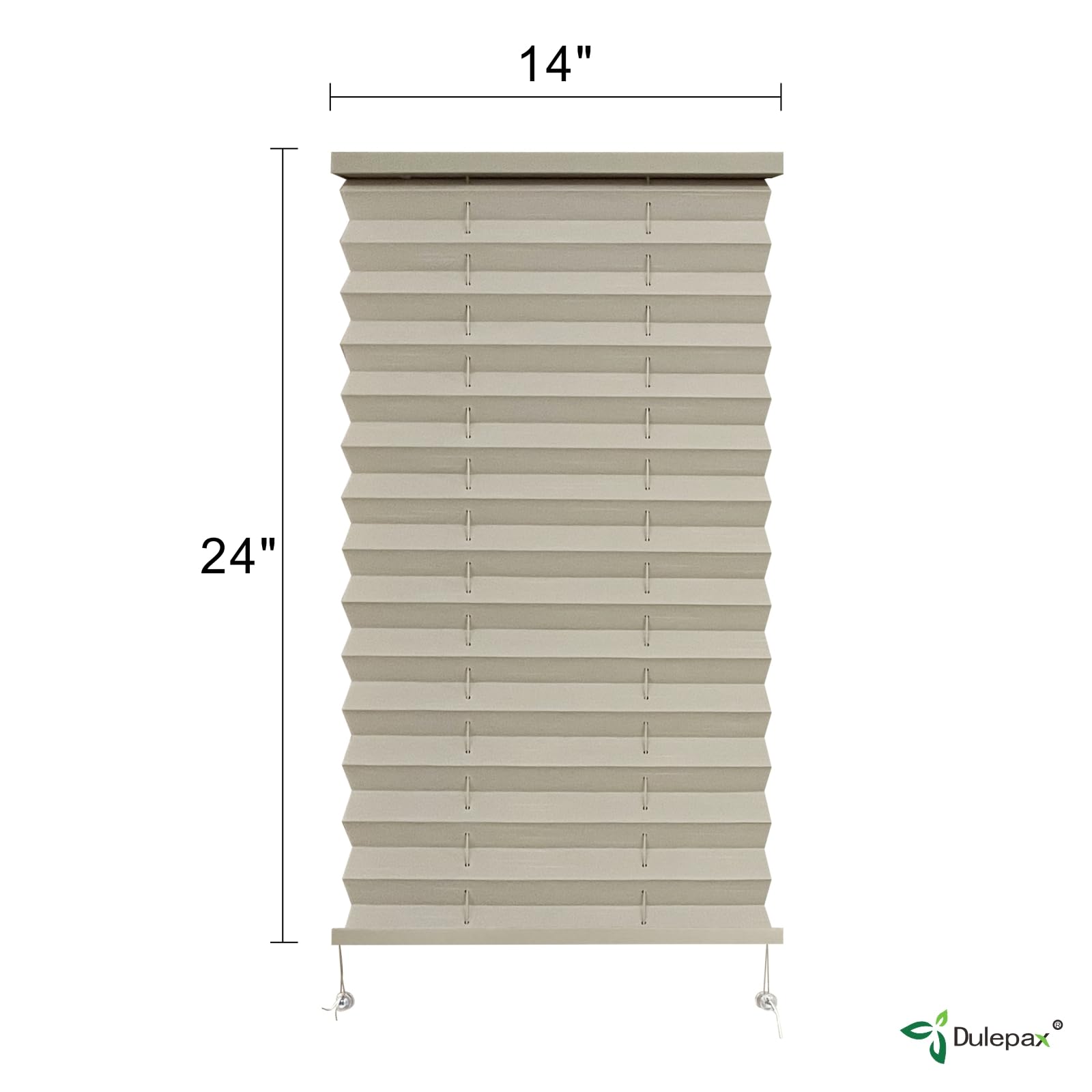 Dulepax Pleated RV Blinds, 14"W x 24"L, Cappuccino Fabric Shades for Campers & Motorhomes, Model S982