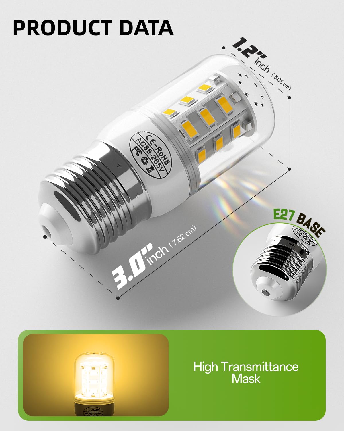 BOGDA Refrigerator LED Light Bulb, 3-Pack, 3.5W, E27, 2700K Warm Light, Compatible with Frigi-daire Ken-More, Model