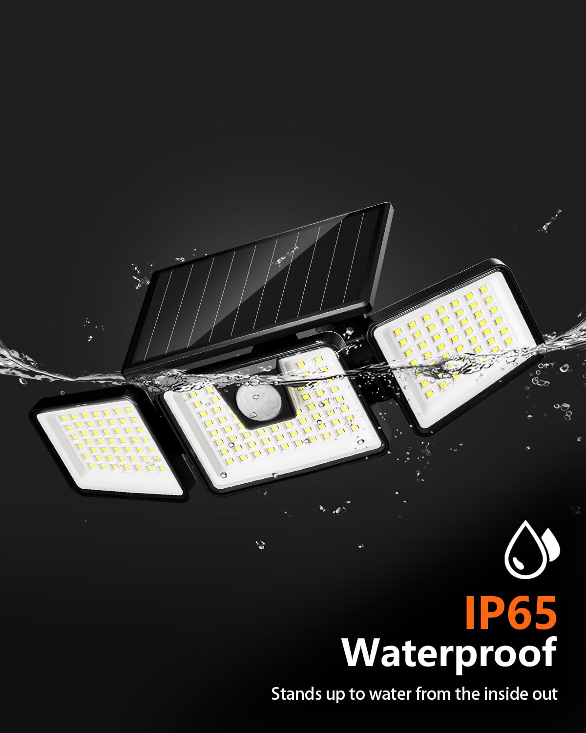 Incx Solar Motion Sensor Lights Outdoor, 3 Heads Security Lights Solar Powered, 156 Led Flood Light Motion Detected Spotlight Fo