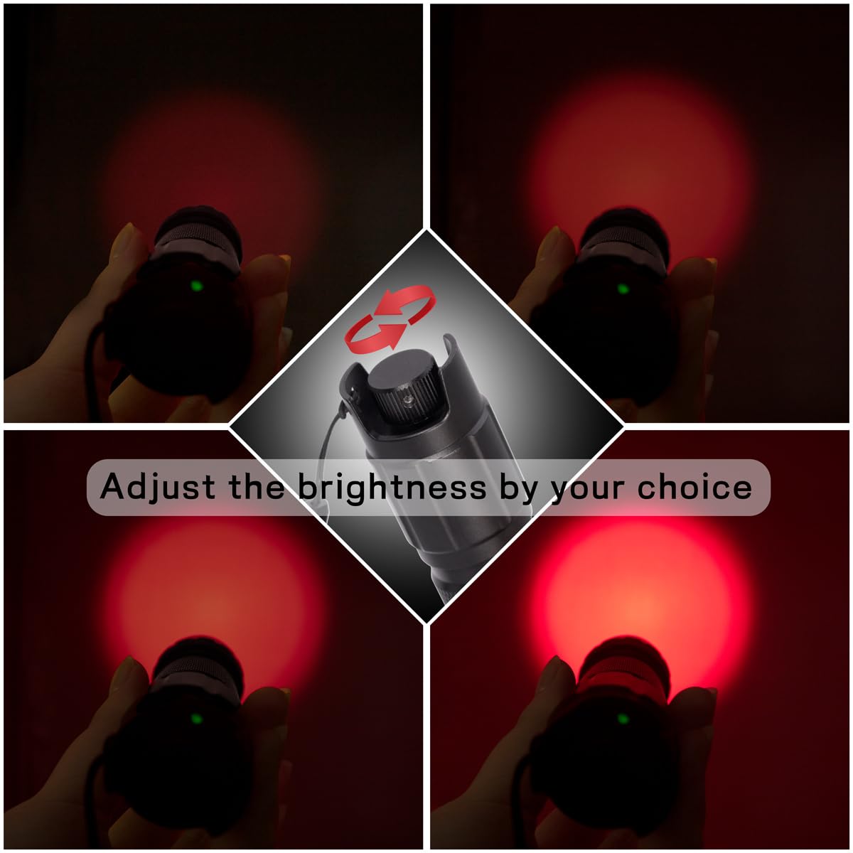 WAYLLSHINE Red Flashlight, Stepless Dimming, 620nm-630nm, Adjustable Brightness, Model L01-Flashlight-Redlight-Stepless
