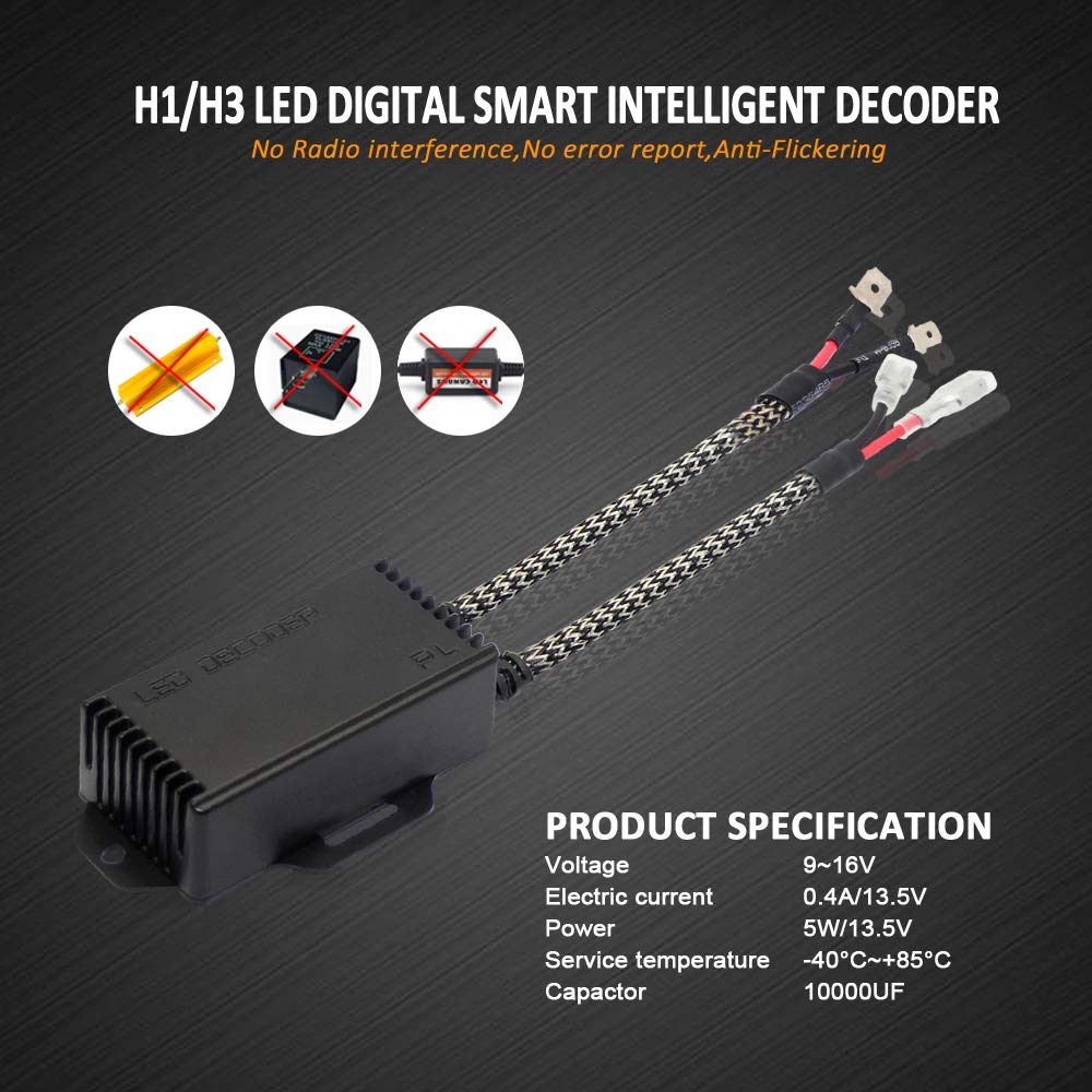 D-Lumina H1 H3 Anti Flicker LED Canbus Decoder, Resistor Decoders Error Free, Computer Warning Canceller Capacitors Wiring Harne