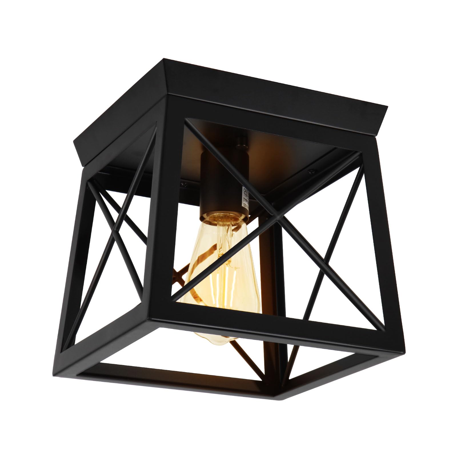 Faymart 1-Light Black Flush Mount Ceiling Light, 8&quot; Square Dimmable Fixture For Indoor/Outdoor Use