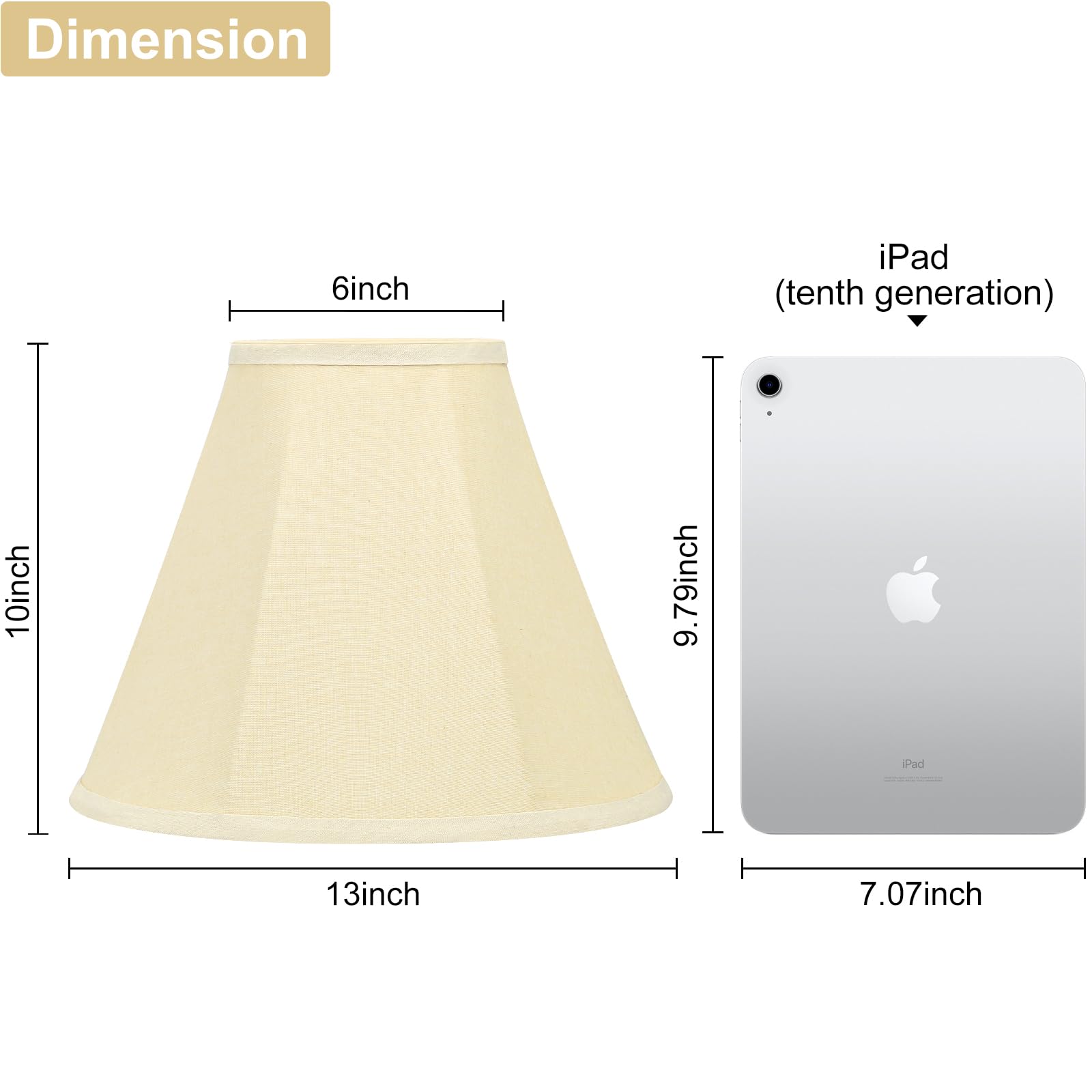 Bell Lamp Shades Set Of 2, Cream Fabric Lampshades Medium Shade Replacement, 6''Top X 13''Bottom X 10''High, Natural Linen Hand
