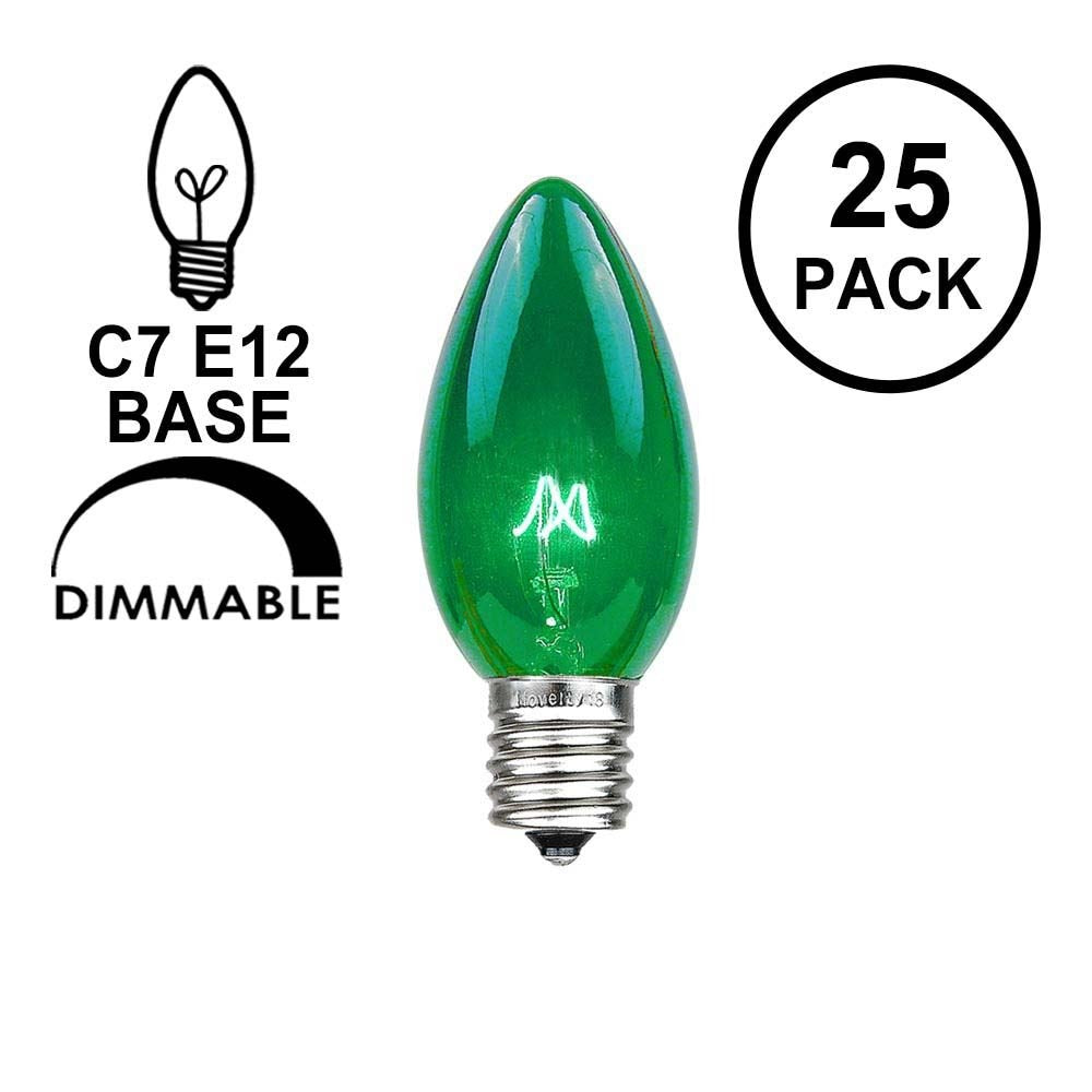 Novelty Lights 500 Case C7 Outdoor Christmas Replacement Bulbs, Green, C7/E12 Candelabra Base, 5 Watt, 500 Bulbs