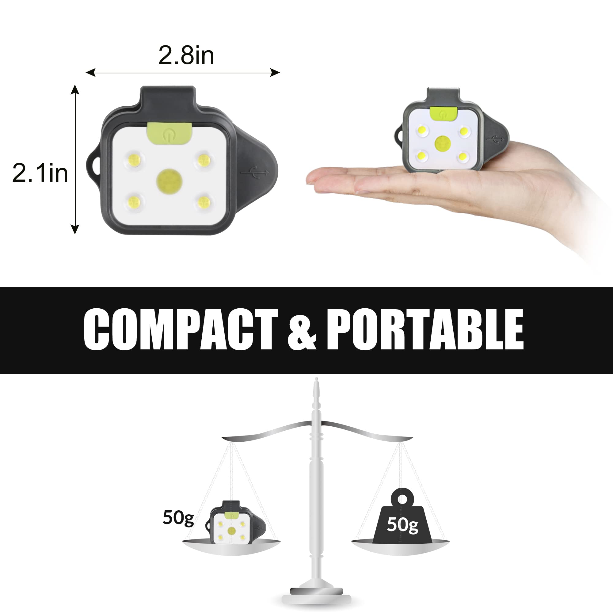 Eguku 2Pack Usb Rechargeable Running Lights - 4 Modes, Lightweight Clip-On Jogging Gear, Green