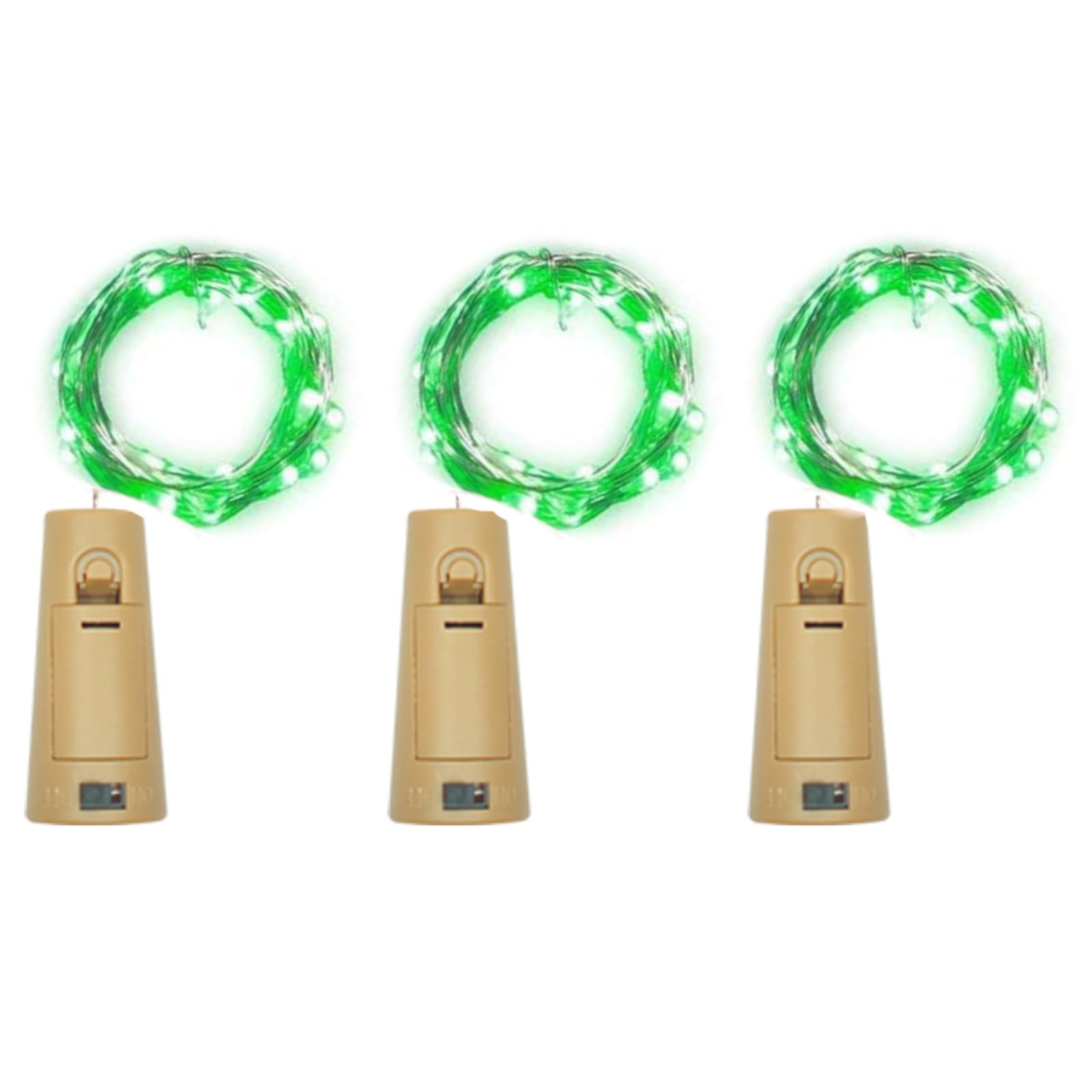 LoveNite Wine Bottle Lights with Cork, Battery Operated 20 LED Cork Shape Silver Wire Colorful Fairy Mini String Lights(No Bottles) for DIY, Party, Decor, Christmas, Halloween,Wedding (3, Green)