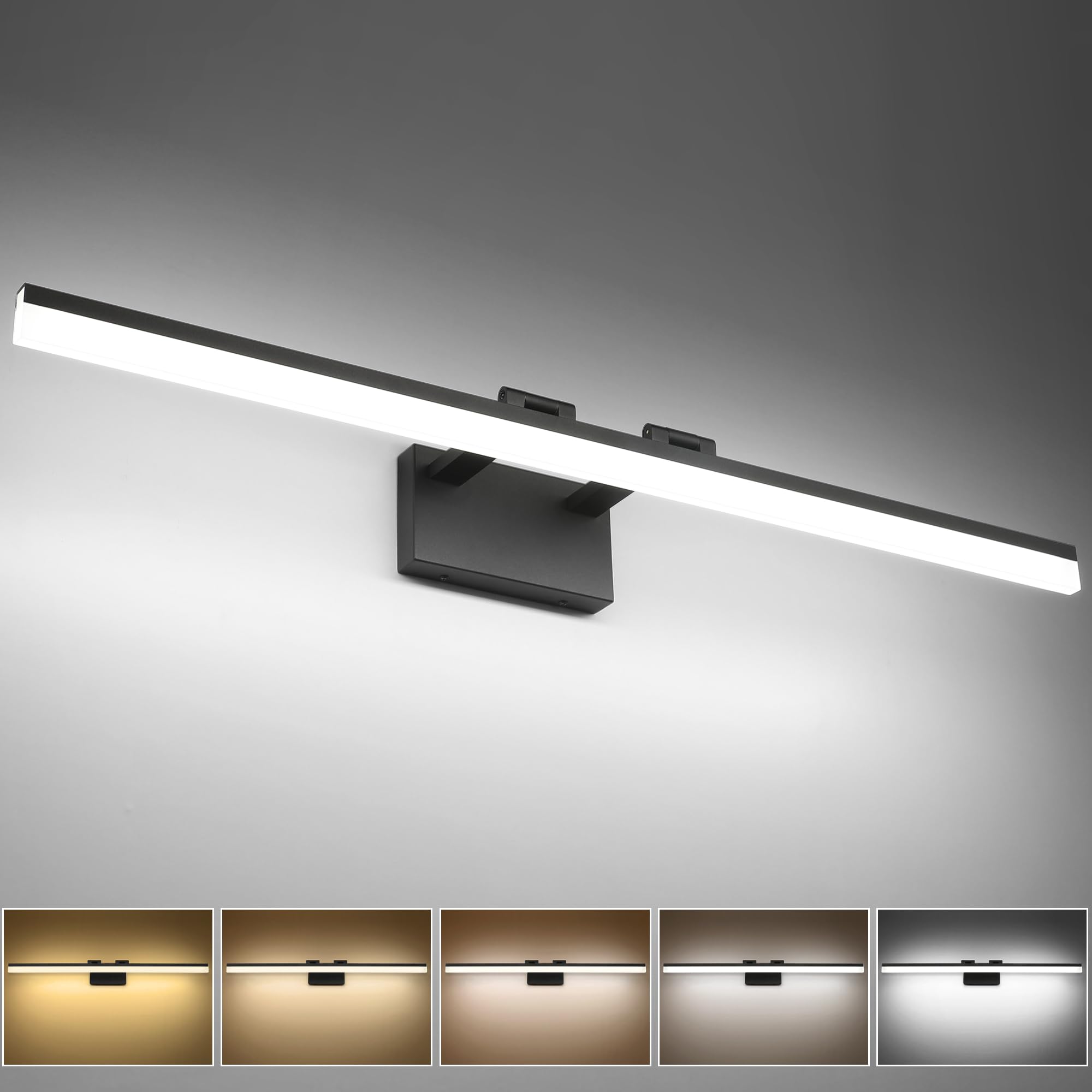 SOLFART Dimmable LED Bathroom Vanity Light 39.4 Inch 5CCT Black Aluminum Model 8778-1020mm-BK-5CCT