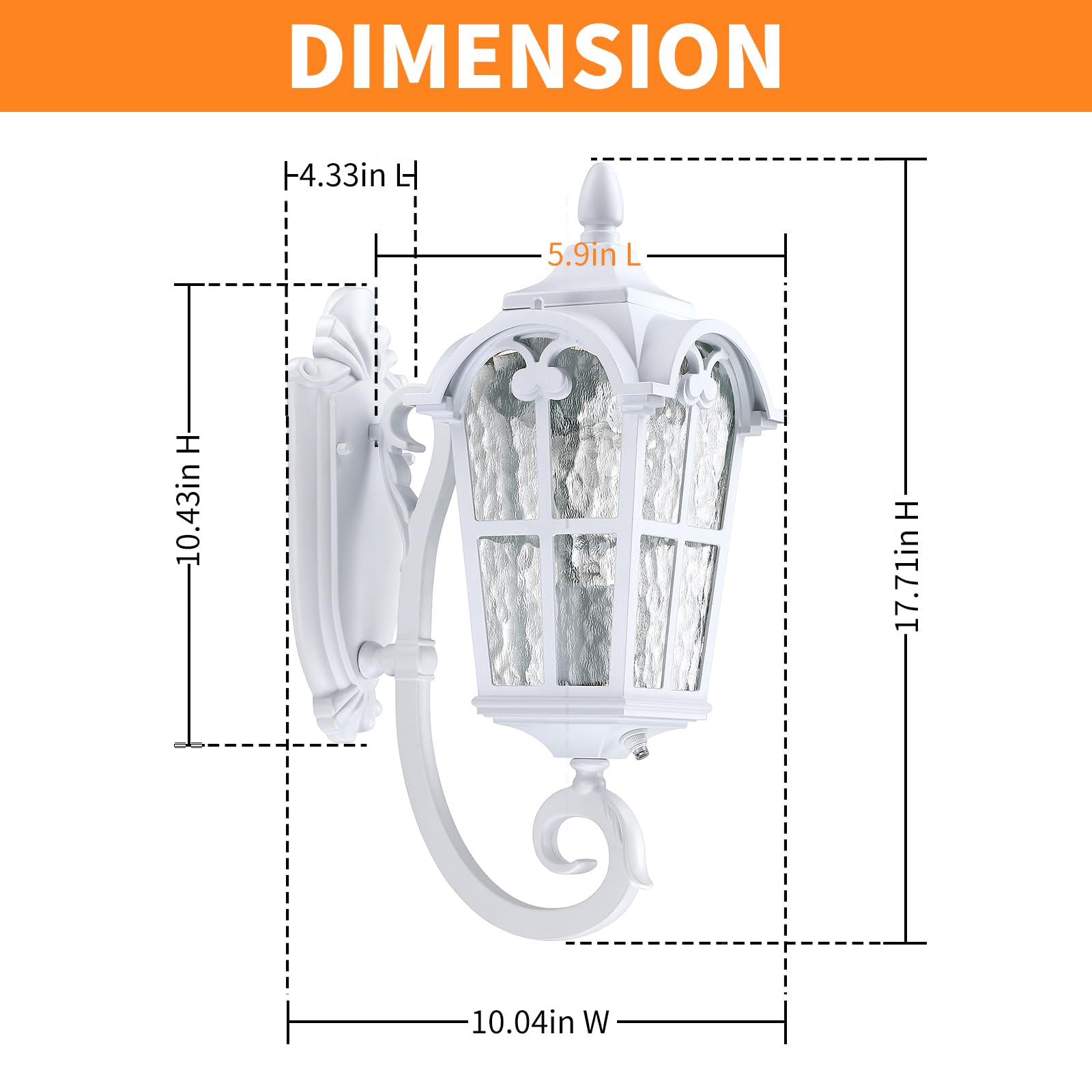 LONEDRUID Outdoor Porch Light, Waterproof Wall Lantern, Modern Design, White Aluminum Sconce for Garage, Patio, Entryway