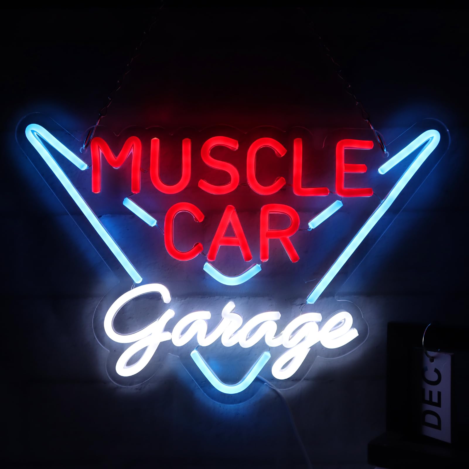 Pugna Muscle Car Garage Neon Signs for Wall Decor Neon Lights for Bedroom Led Business Signs Suitable for Garage Bedroom Man Cav