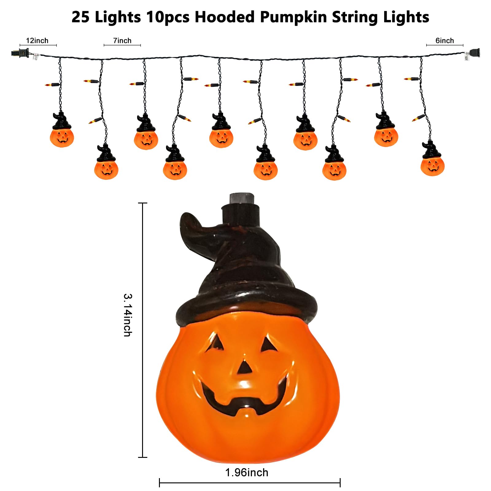 Cbebew Halloween Pumpkin String Lights - 25 Mini Curtain Lights For Indoor/Outdoor Decor