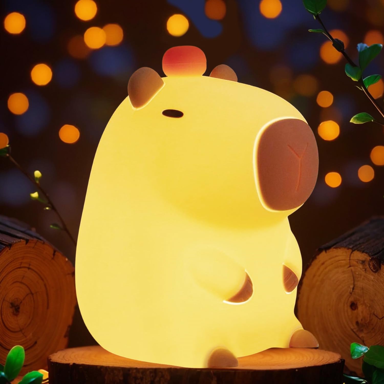 Bestfaith Cute Tangerine Capybara Night Light  Led Squishy Night Lamp  2 Levels Dimmable Nursery Nightlight For Kids  Rechargeable Touch Lamp  Dorm Decor  Kids Funny Gifts (Fixed Tangerine)