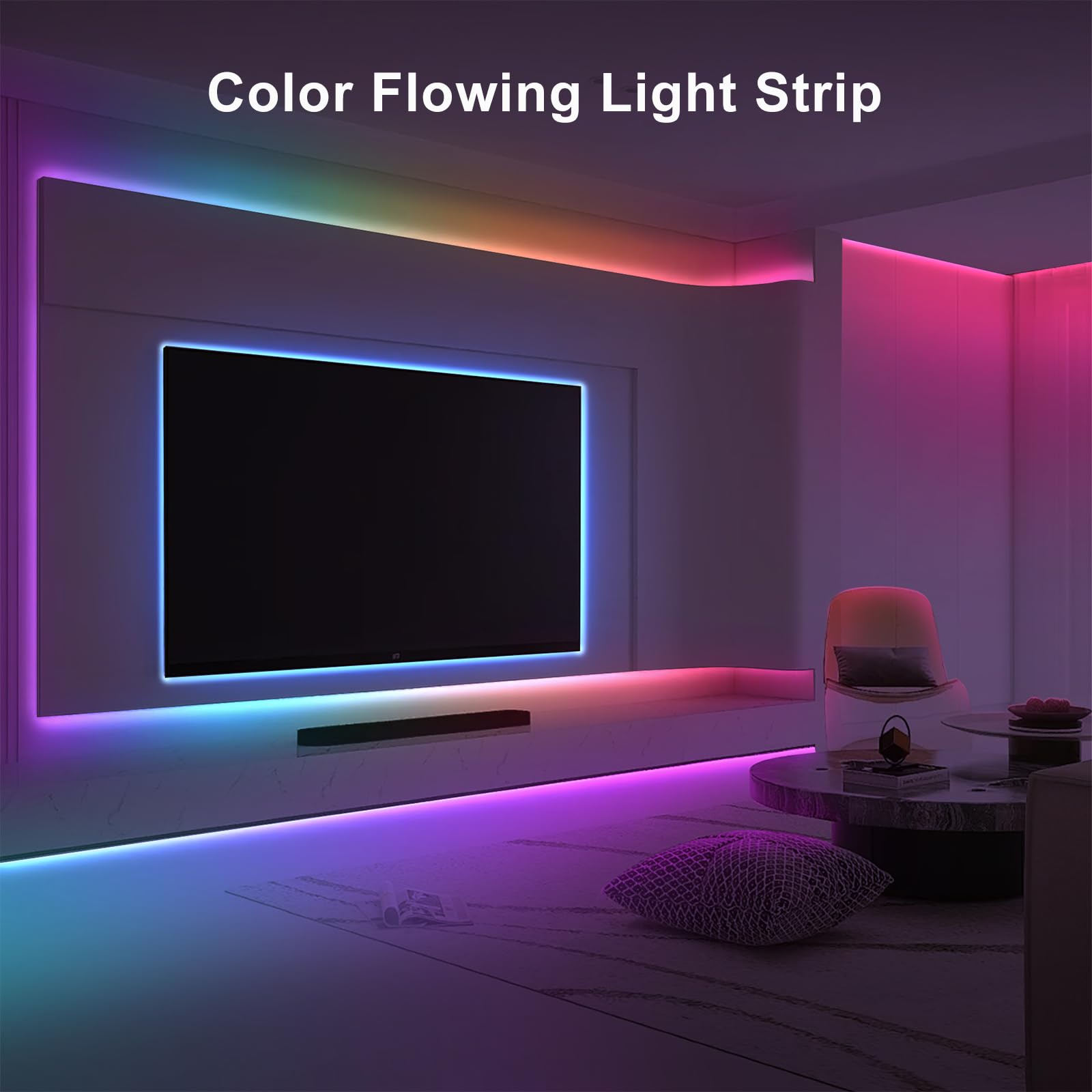 Tatazone WiFi Smart LED Strip Light, 32.8ft, RGB Chasing Effect, Tunable White 3000K-6500K, Multicolor, Model LR8022