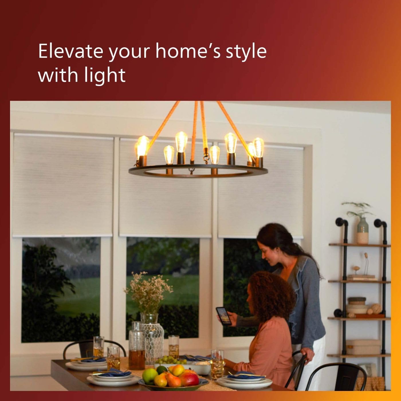 PHILIPS LED Vintage Amber ST19 Bulb, Dimmable, 700 Lumen, 8.8W=75W, Glass, E26 Base, 2-Pack, Title