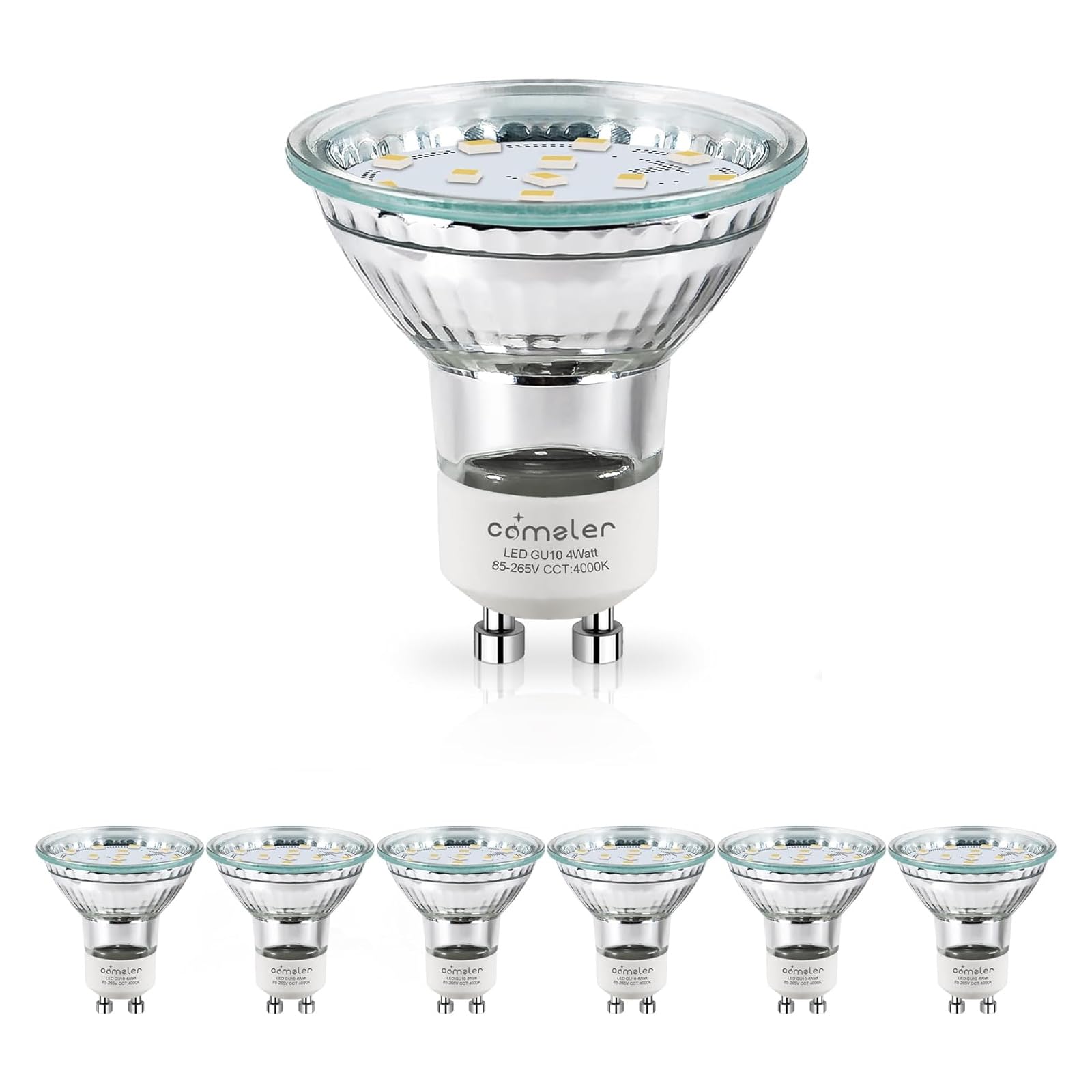 Comzler Gu10 Led Bulb Dimmable, 50W Halogen Equivalent Gu10, 4000K Natural Daylight, Gu10 Bulb Replacement For Track Lighting, M
