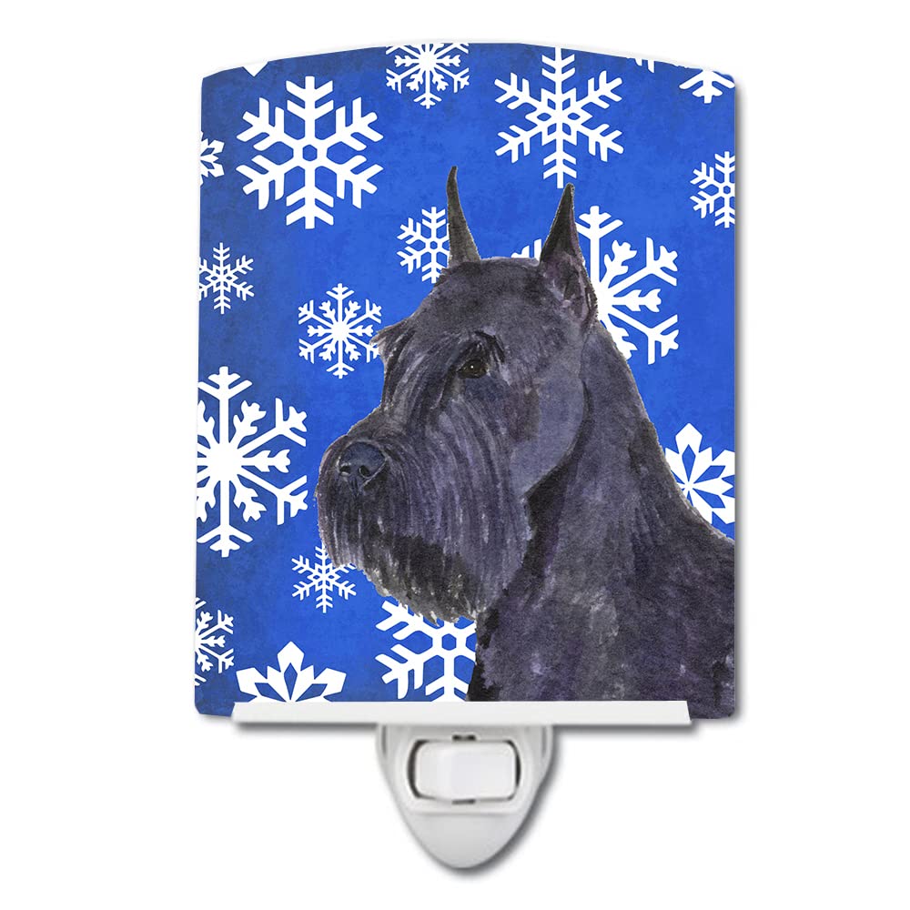 Carolines Treasures Ceramic Night Light, Schnauzer Winter Snowflakes, UL-Certified, 6x4x3in, Multicolor, Model SS4661CNL
