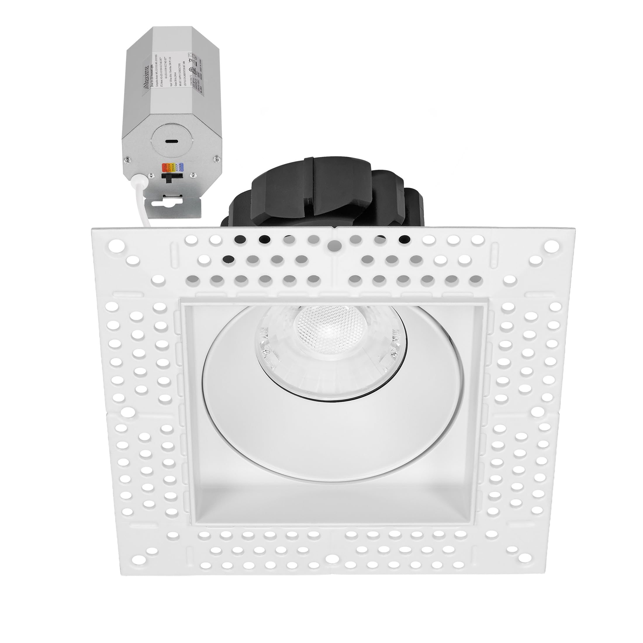Maxxima 3    Trimless Ultra-Thin Recessed Anti-Glare LED Downlight Canless IC Rated 800 Lumens 5 Color Temperature Selectable 27