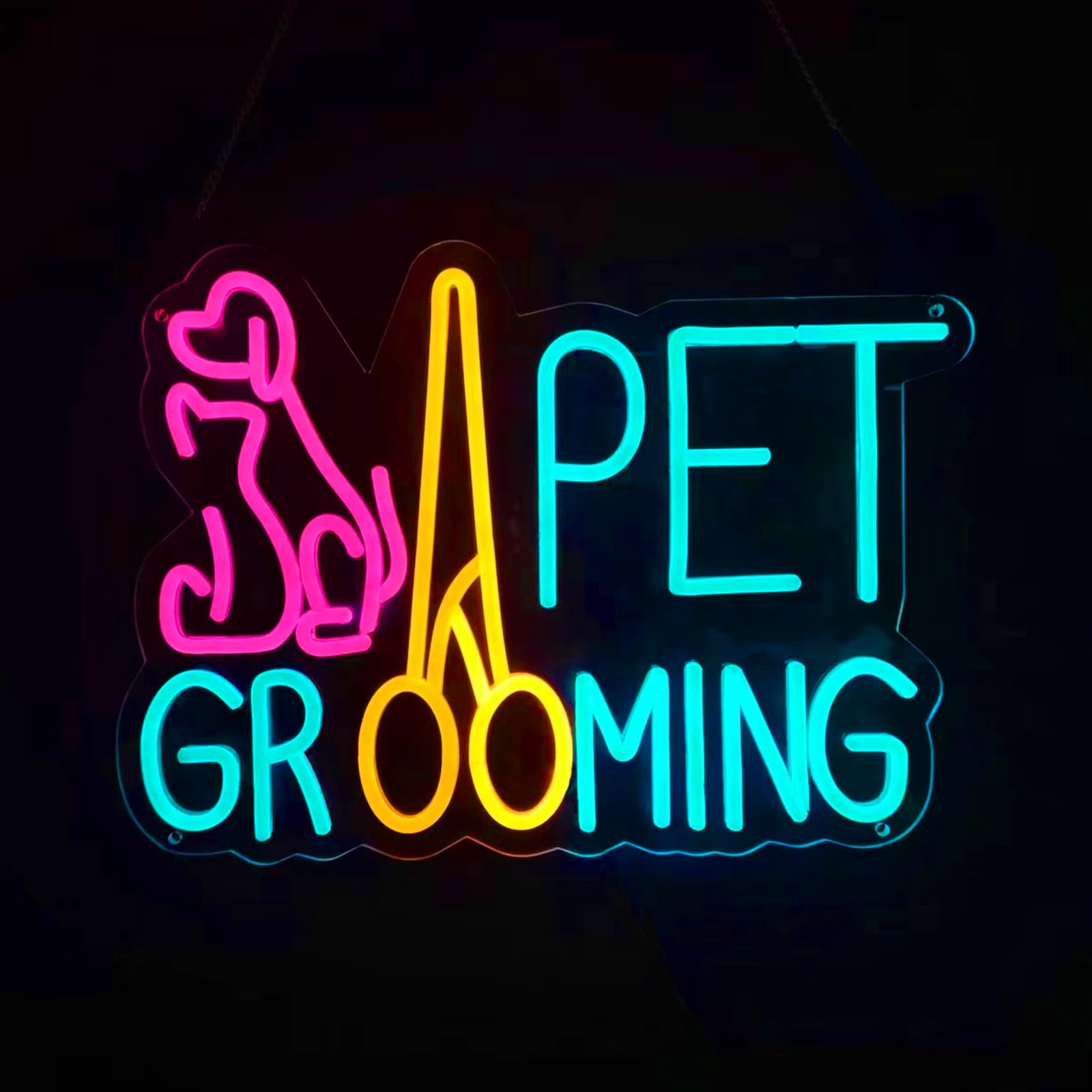 Moneter Pet Grooming Neon Sign, USB Powered LED Light, 12.2inx0.5in, Acrylic, Kids Room Decor, Model NEON0021