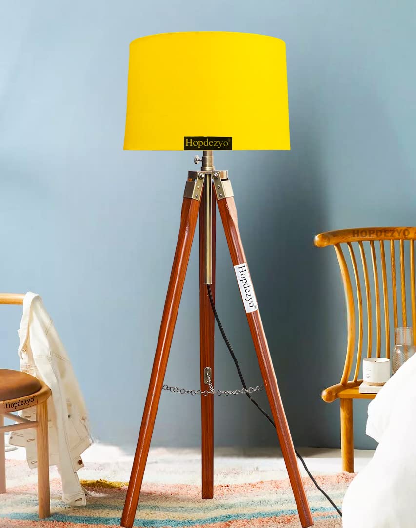 Hopdezyo E27 LED Italian Crafter Home Decor Floor Lamp for Living Room Bedroom Office, Holder & Lamp, Yellow Shade Pack of 1