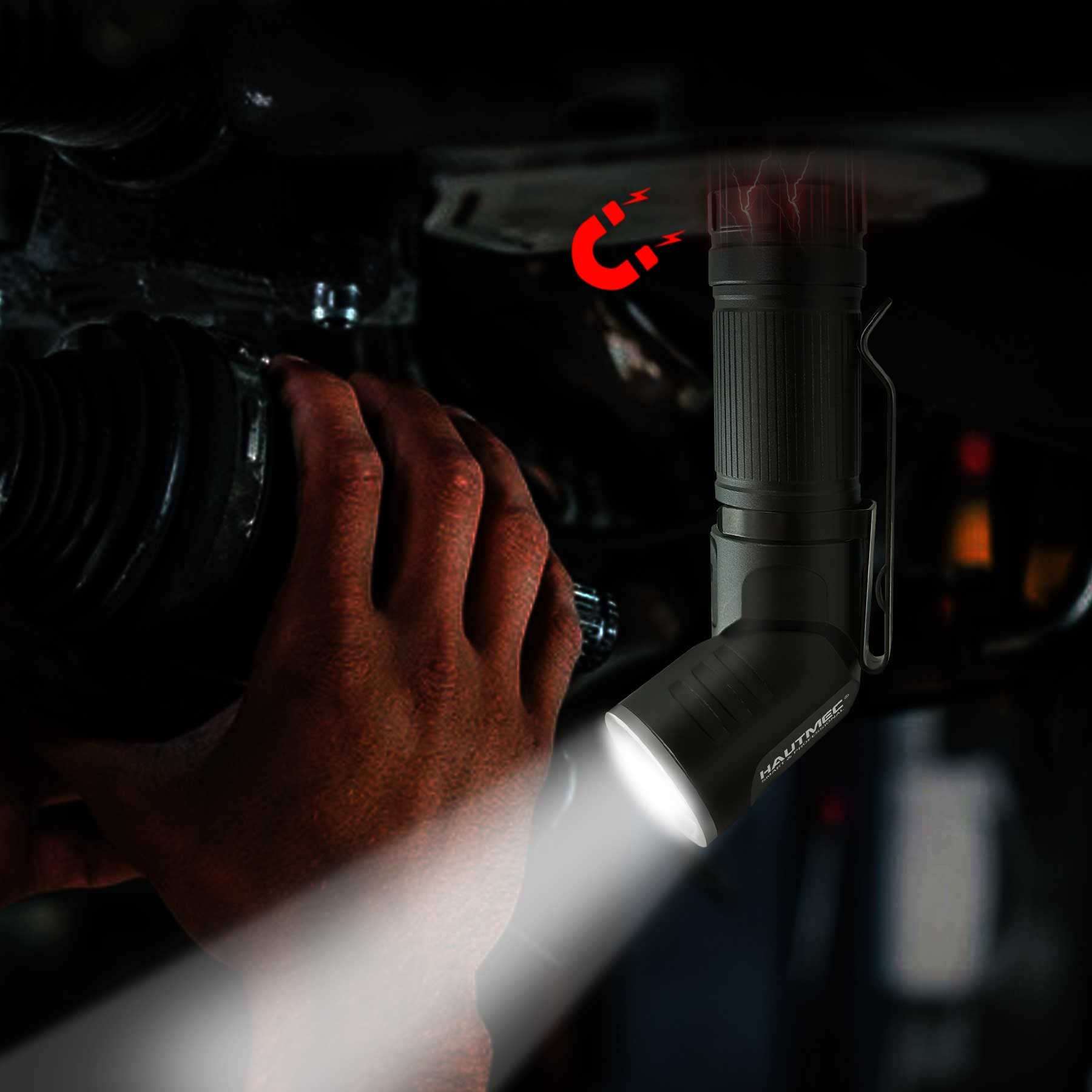 Hautmec Rechargeable Led Flashlights 500 High Lumens Super Bright Magnetic Flashlight Waterproof Mini Flashlight 3 Modes Handheld Small Swivel Flashlights Powerful For Camping, Outdoor, Hiking