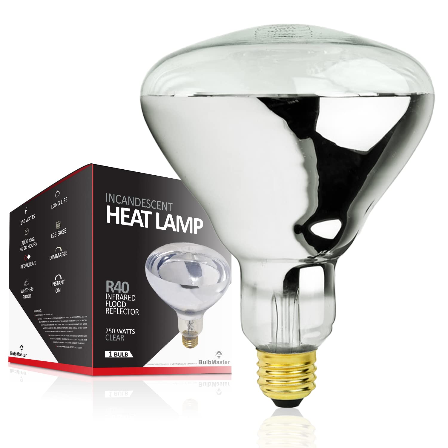BULBMASTER 250W R40 Clear Infrared Flood Light Bulb, Medium E26 Base, 1 Count