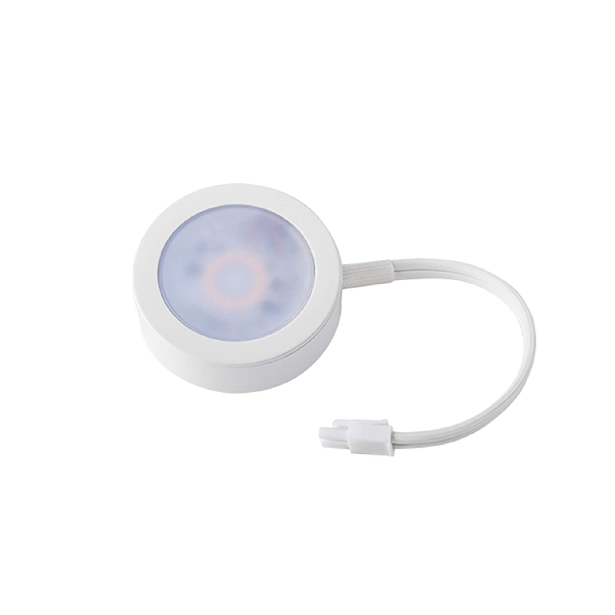 WAC Lighting, Single LED Puck Light with Single 6in Lead Wire 3-CCT Selectable 2700K-3000K-3500K Line Voltage in White