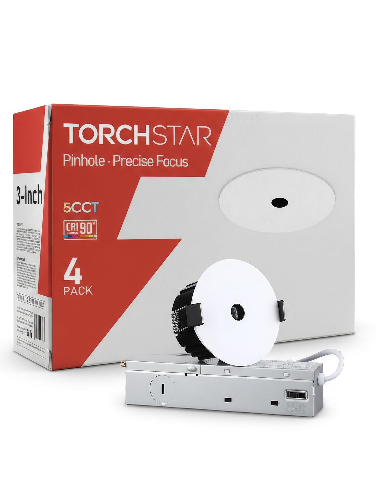 TORCHSTAR 3 Inch 5CCT LED Micro Pinhole Recessed Lights with J-Box, 24 Ultra-Narrow Trim Recessed Ceiling Spotlight, IC Rated, D