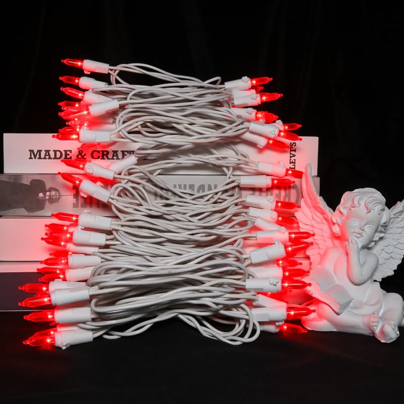 Red Christmas Led Lights - 2 Pack 100 Count Red Christmas String Lights For Tree  Bedroom  Wedding  Indoor/Outdoor Valentines Day Decorations  2 Sets 33 Feet White Wire  Ul Certified  Connectable