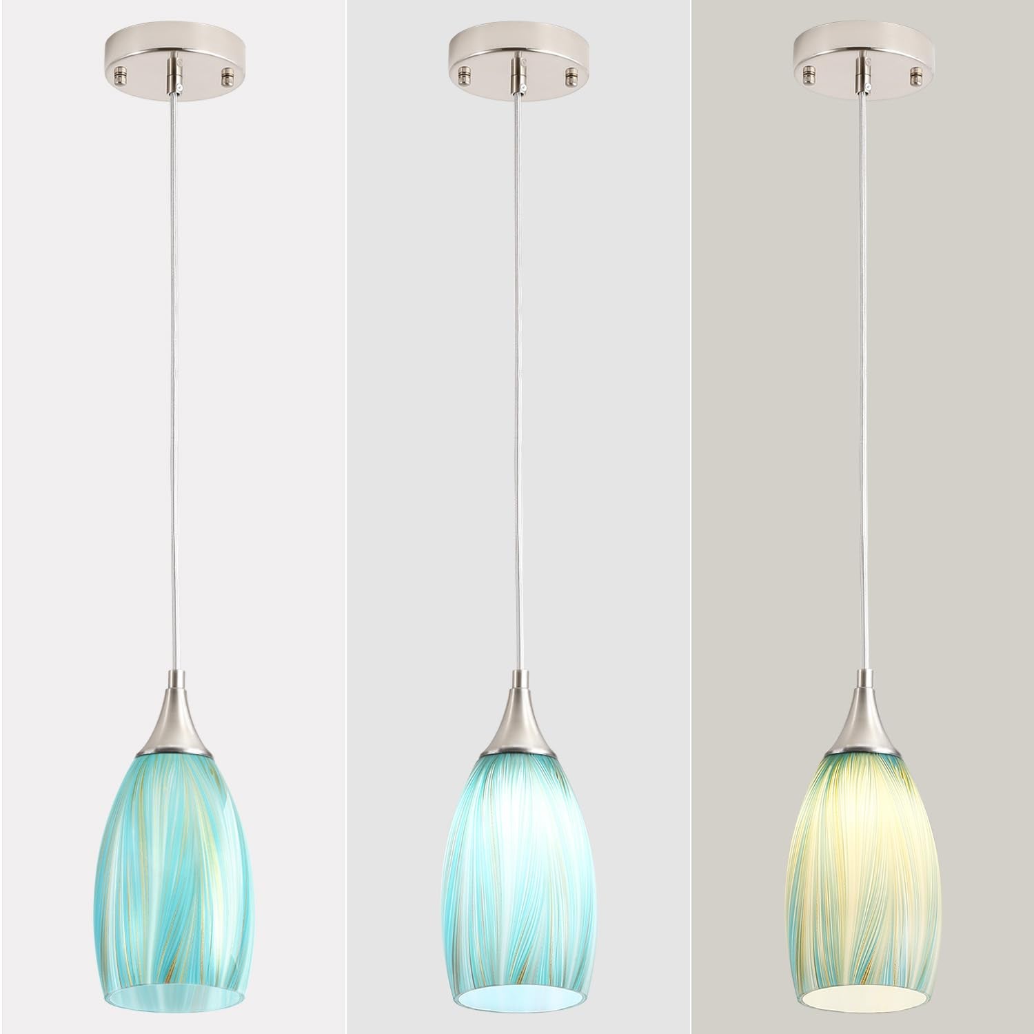 Gladfresit Sky Blue Serenity Pendant Light For Kitchen Islands - Artisanal Elegance With Adjustable Nylon Core And Ceramic Holde