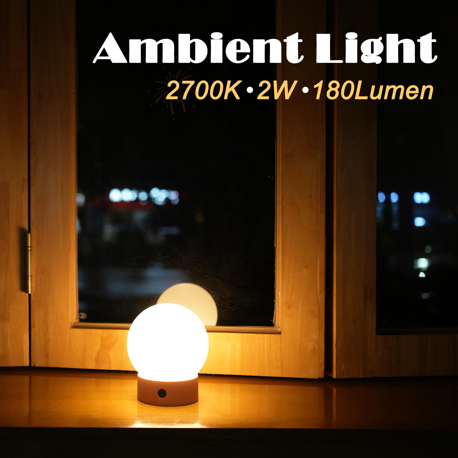 WEILAILUX Small Cordless Table Lamp, Rechargeable Waterproof Touch Dimmable Globe Light, Orange, Model WL-2450