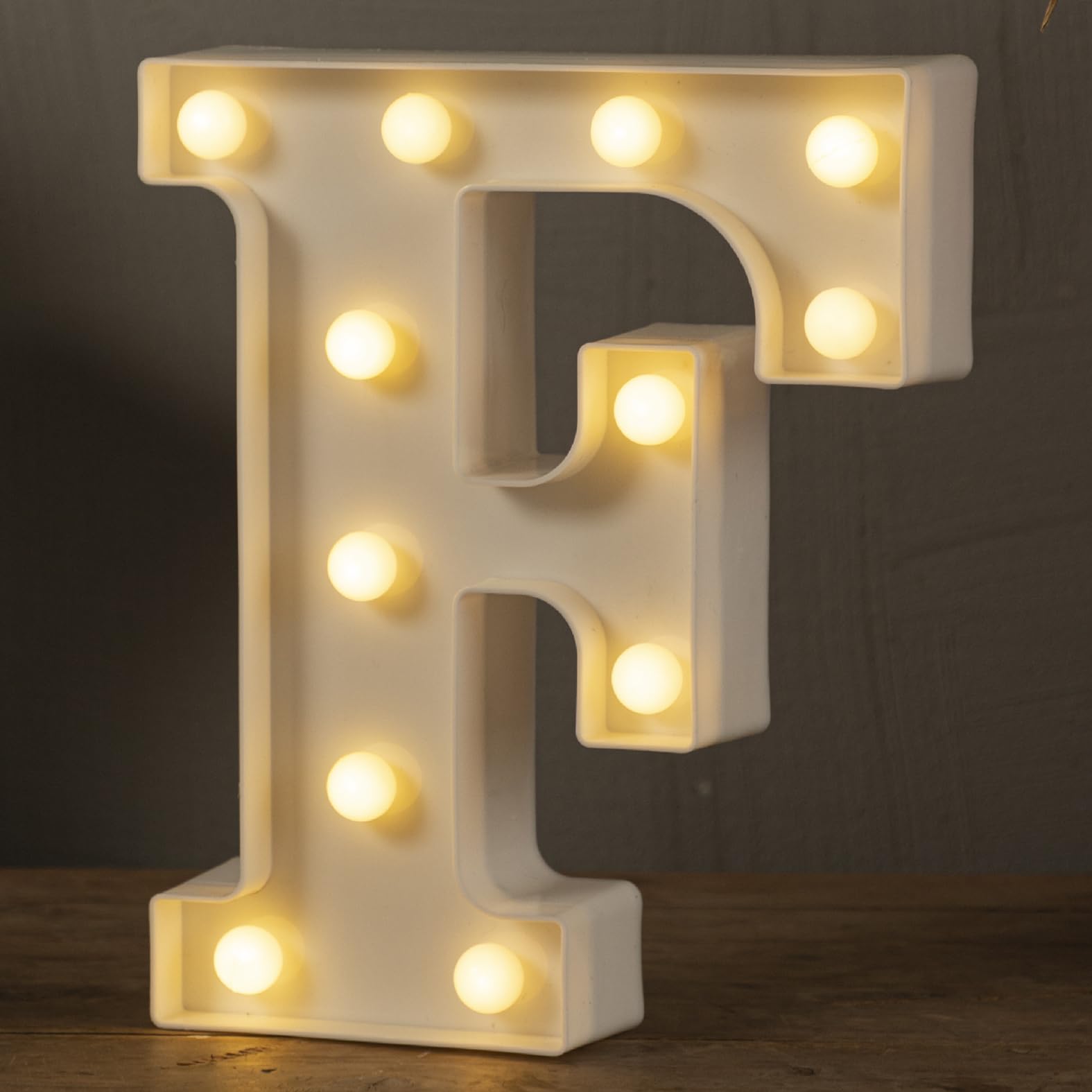 HXWEIYE LED Marquee Letter F Sign, Warm White Light Up Alphabet & Numbers 0-9, Plastic Decor for Bar, Party, Birthday, Wedding