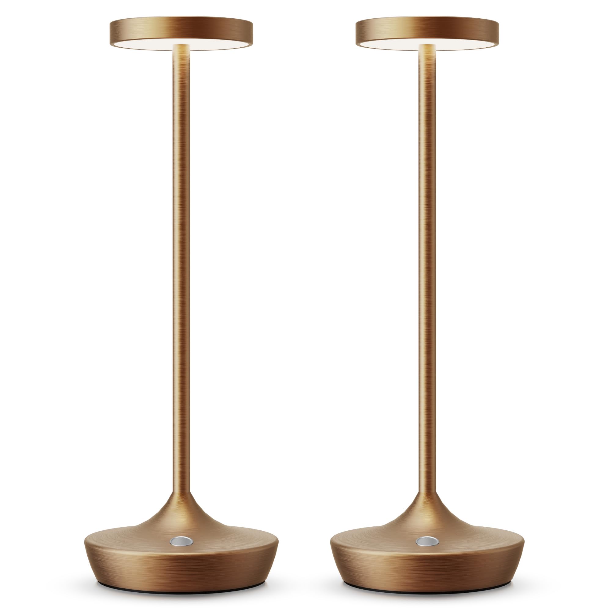 Sikevht 2 Pack Cordless Led Table Lamps, 3-Color Dimming, Waterproof, Battery Operated, Bronze