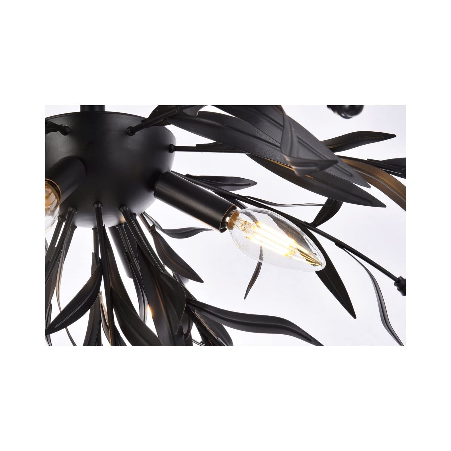 Living District Priscilla 4-Light Flush Mount Light Fixture, Steel/Crystal, Black, Model LD810F23BK