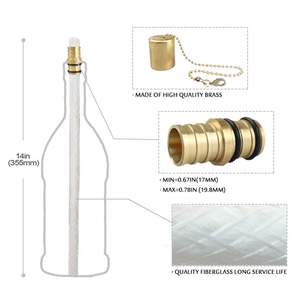 Ericx Light Wine Bottle Torch Kit 4 Pack, Includes 4 Long Life Torch Wicks ,Brass Torch Wick Holders And Brass Caps - Just Add Bottle For An Outdoor Wine Bottle Torch