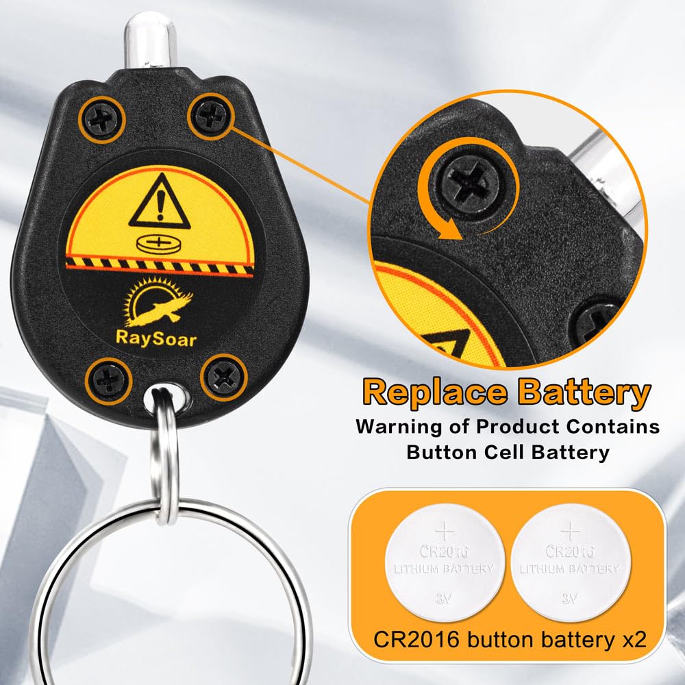 RaySoar 6 Pack Mini UV LED Keychain Flashlight, 395nm Black Light for Detection, Model RS-KC-8301-2016-2
