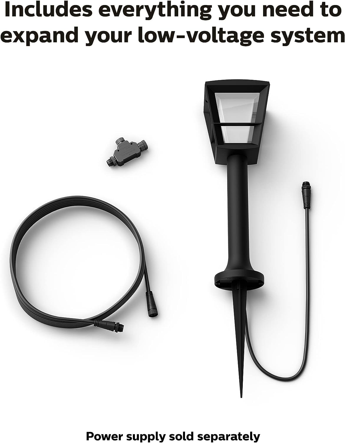 Philips Hue Outdoor Smart Pathway Light Extension - Black, Metal, Model 1745730V7, Works with Alexa, Apple HomeKit, Google Assistant