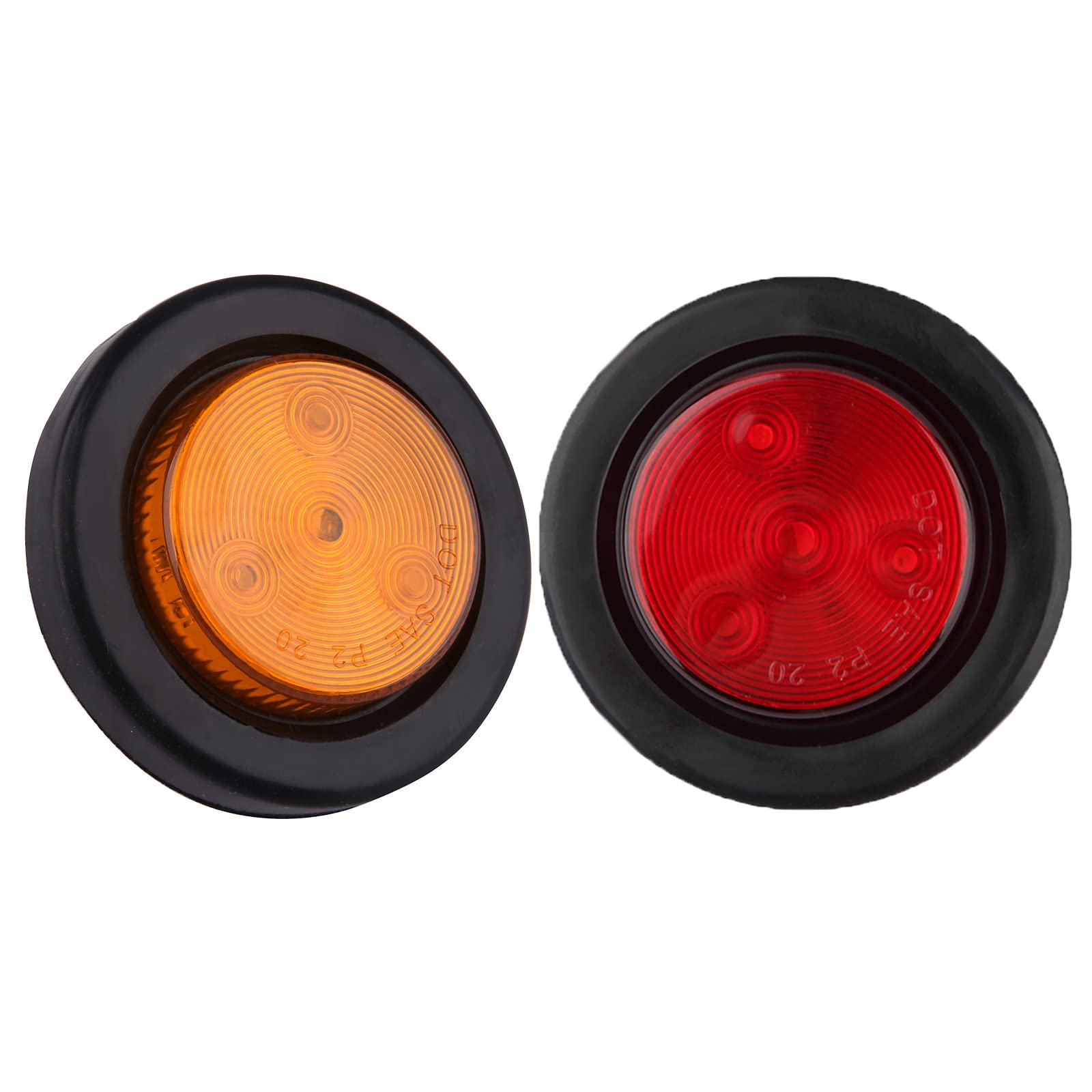 10Pcs 2 Inch Round Led Side Marker Clearance Lights For Trailers, 5 Amber And 5 Red Sealed 2 Round Led Trailer Marker Lights 4 L