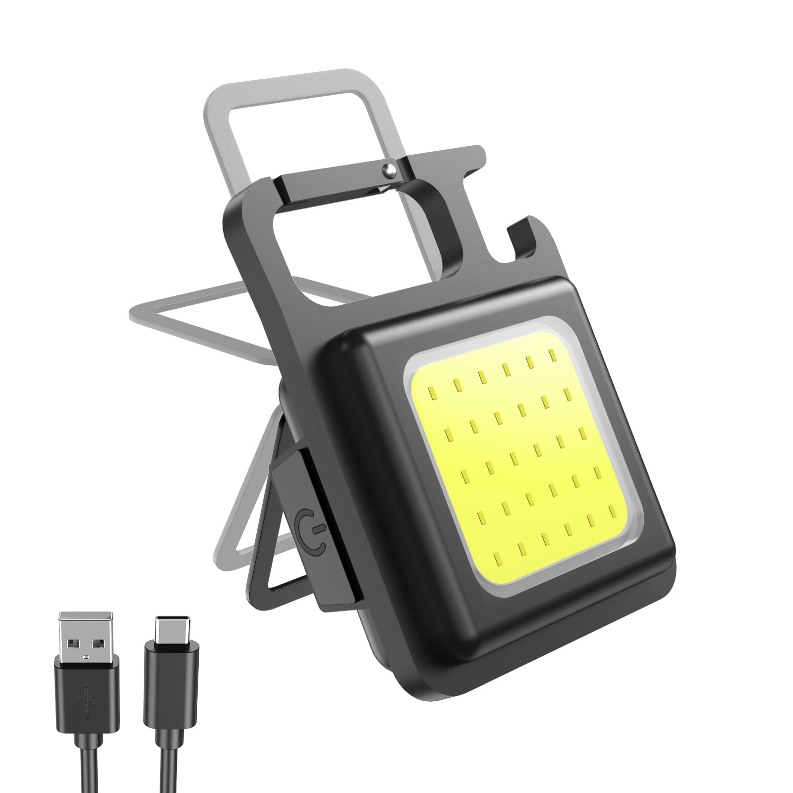 IKKEMO Cob Bright Mini Keychain Light, Small Led Flashlight Usb Rechargeable, 4 Modes, 800 Lumens, Portable Pocket Lights With F